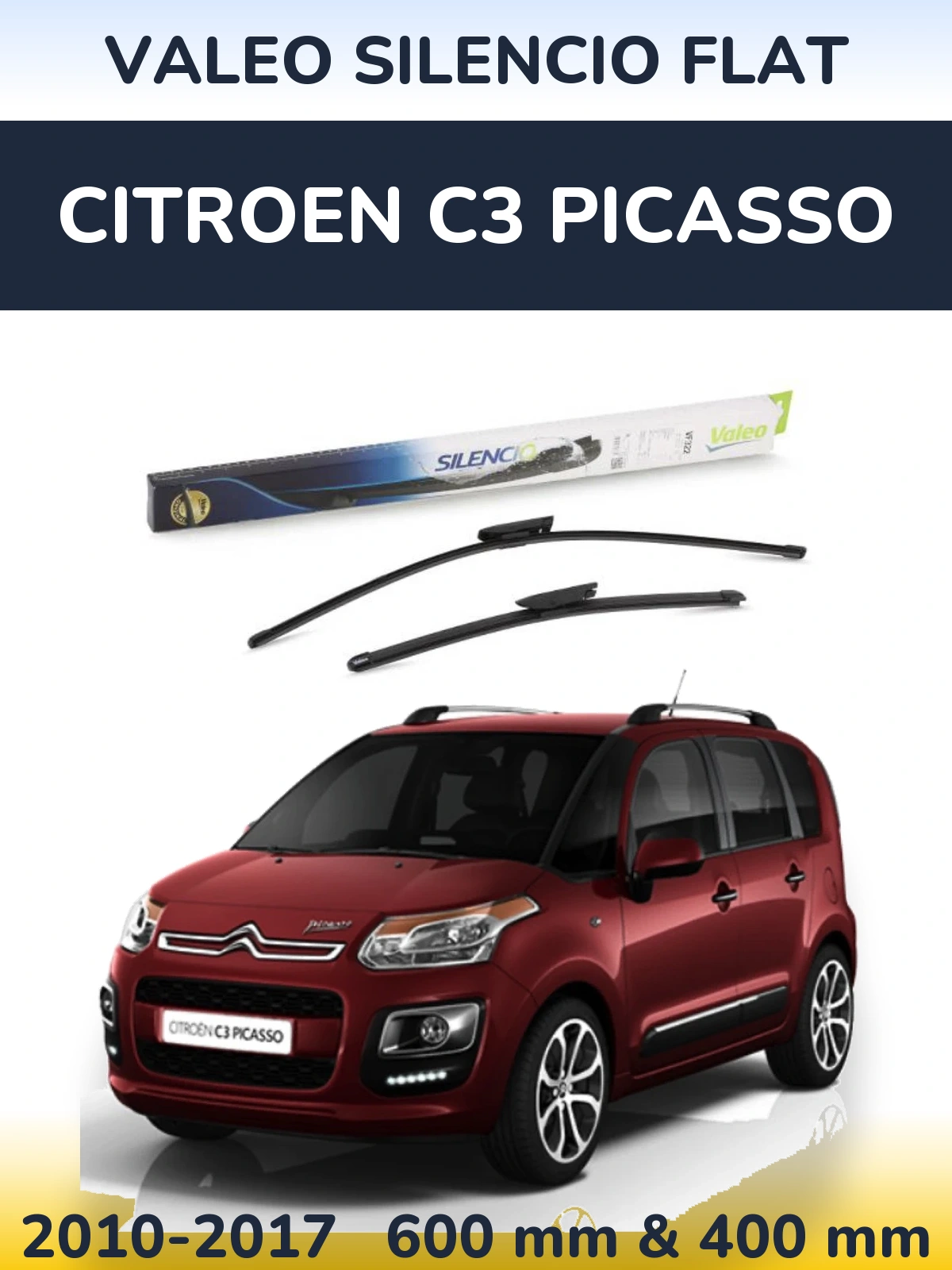 Torkarblad Valeo Silencio Flat för Citroen C3 Picasso
