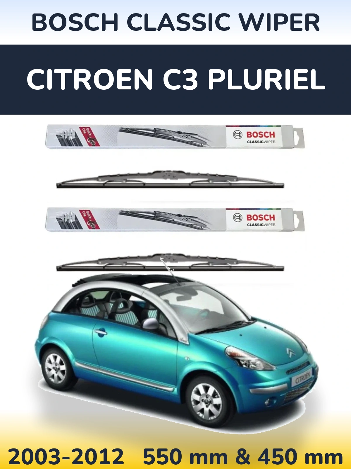 Torkarblad BOSCH Classic Wiper för Citroen C3 Pluriel