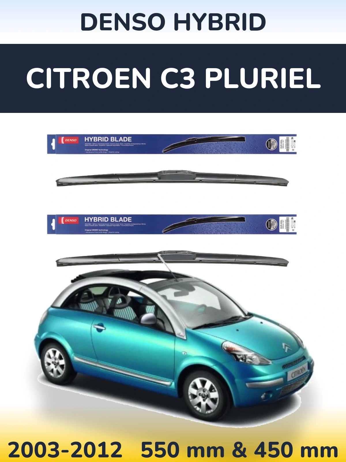 Torkarblad Denso Hybrid för Citroen C3 Pluriel