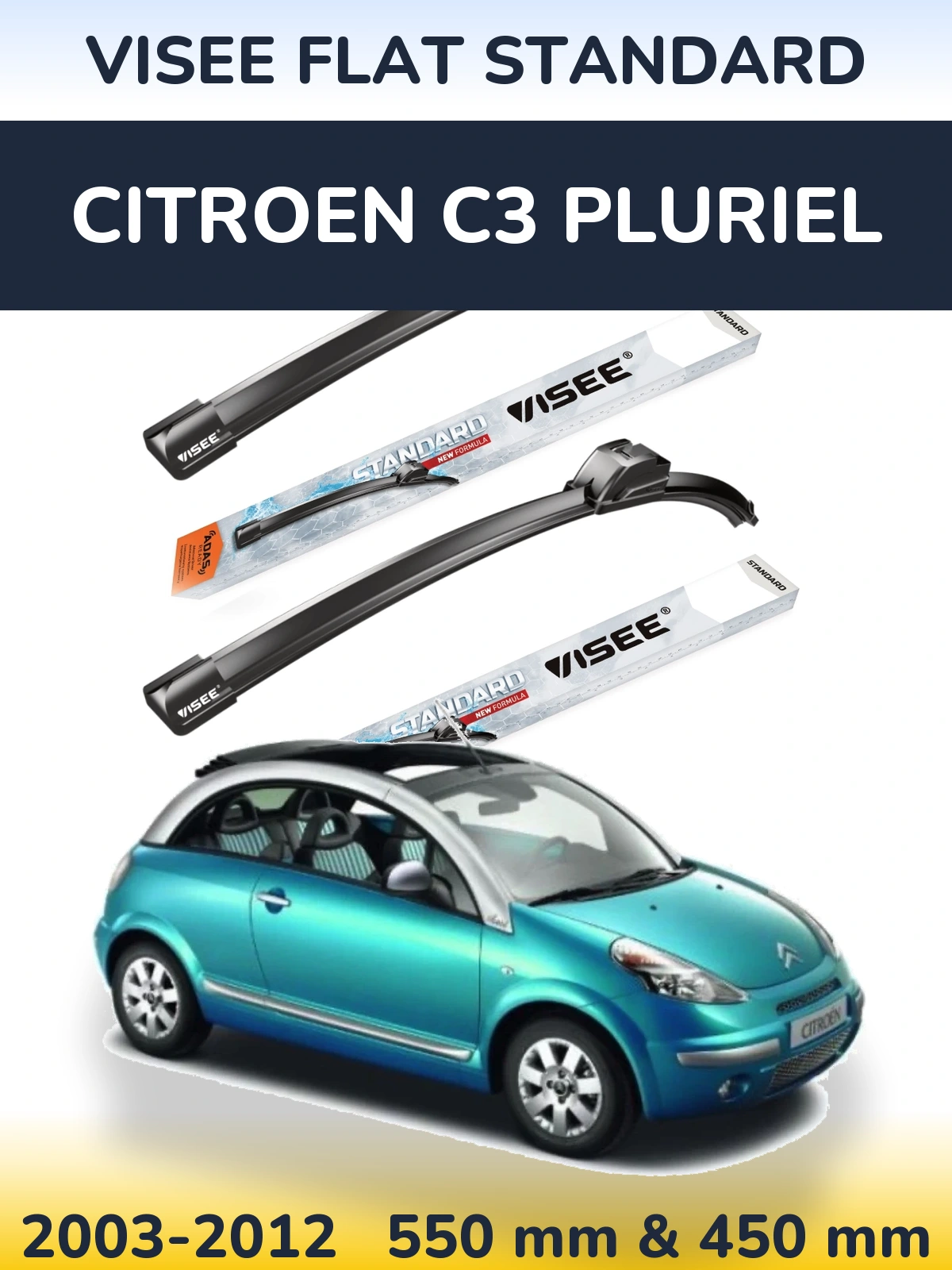 Torkarblad VISEE FLAT STANDARD för Citroen C3 Pluriel