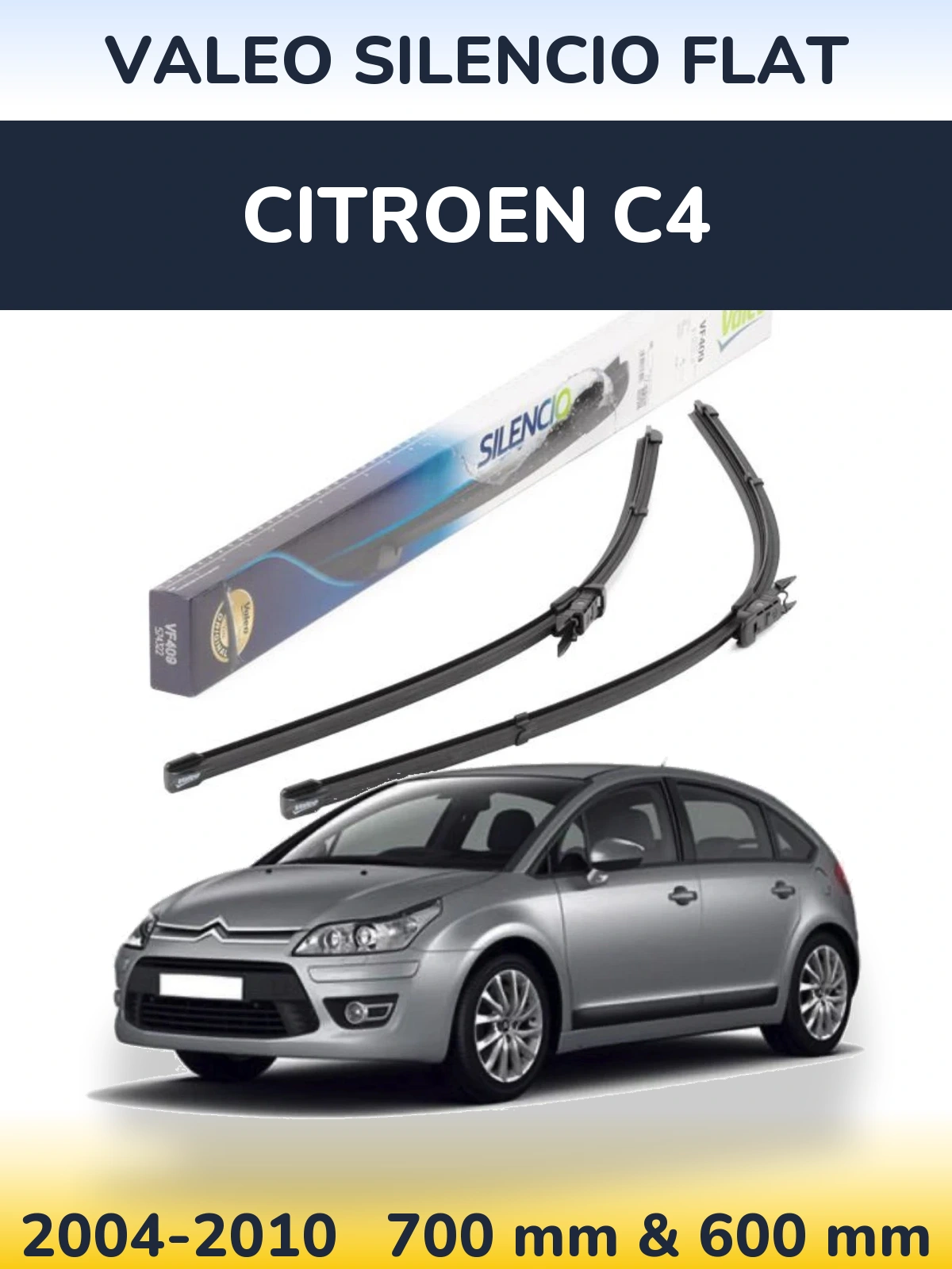 Комплект передних дворников Valeo Silencio Flat 700 & 600 мм для Citroen C4 2004-2010