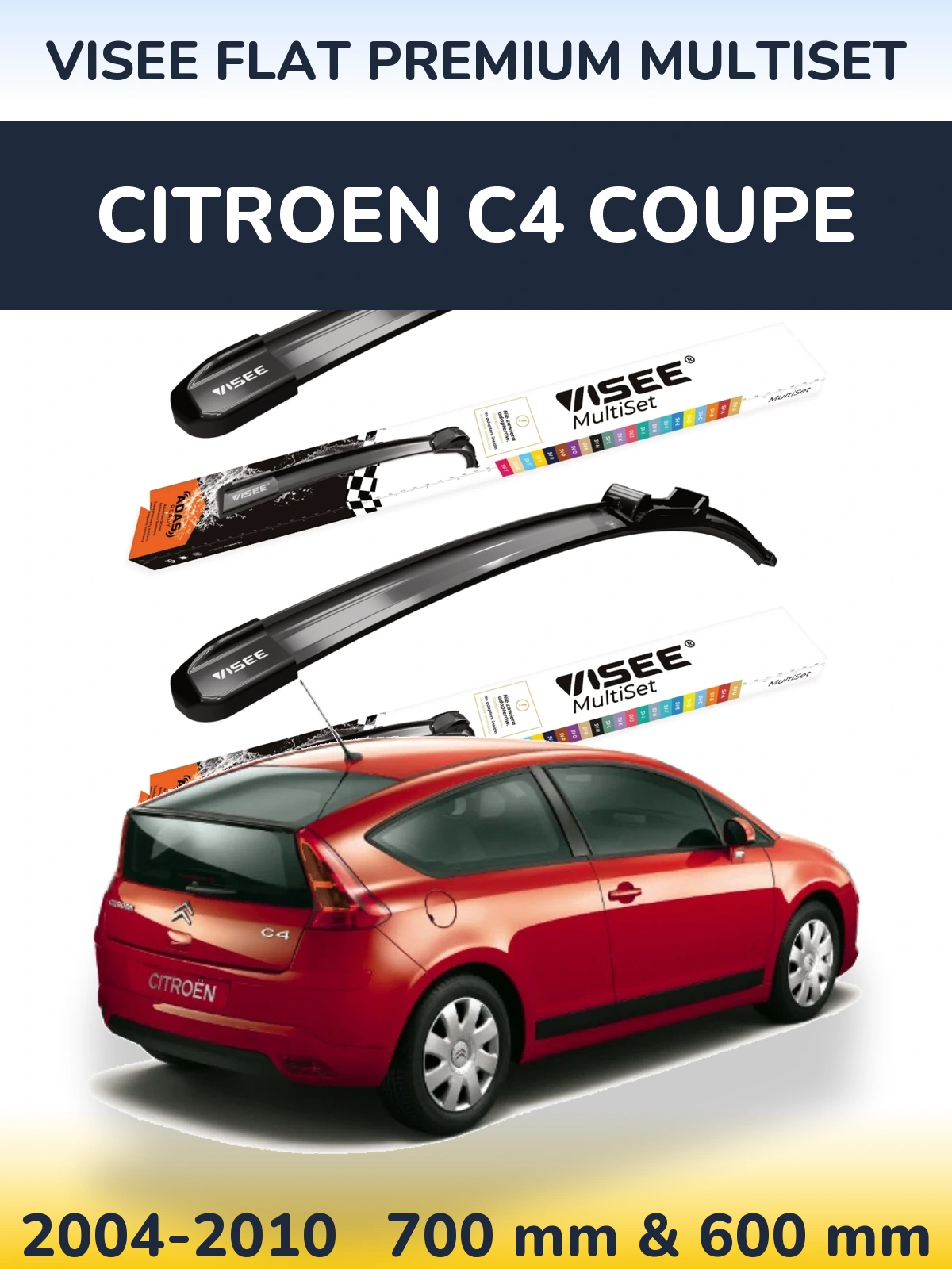 Torkarblad VISEE FLAT PREMIUM MultiSet för Citroen C4 Coupe