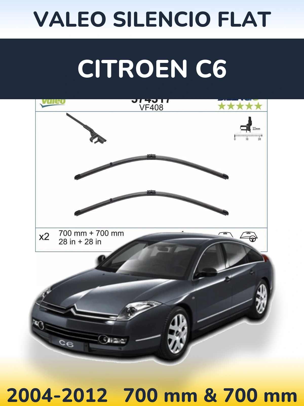 Torkarblad Valeo Silencio Flat för Citroen C6
