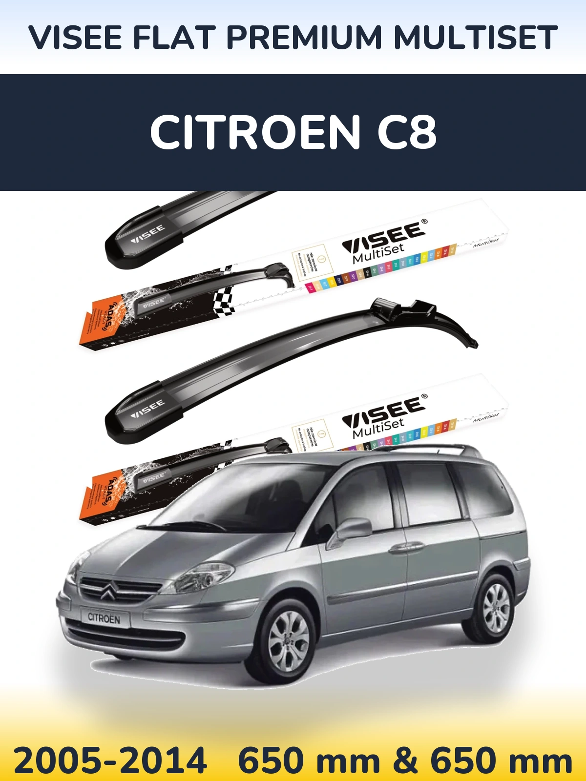 Torkarblad VISEE FLAT PREMIUM MultiSet för Citroen C8