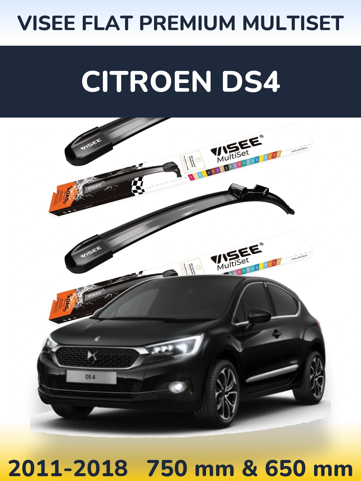 Torkarblad VISEE FLAT PREMIUM MultiSet för Citroen DS4