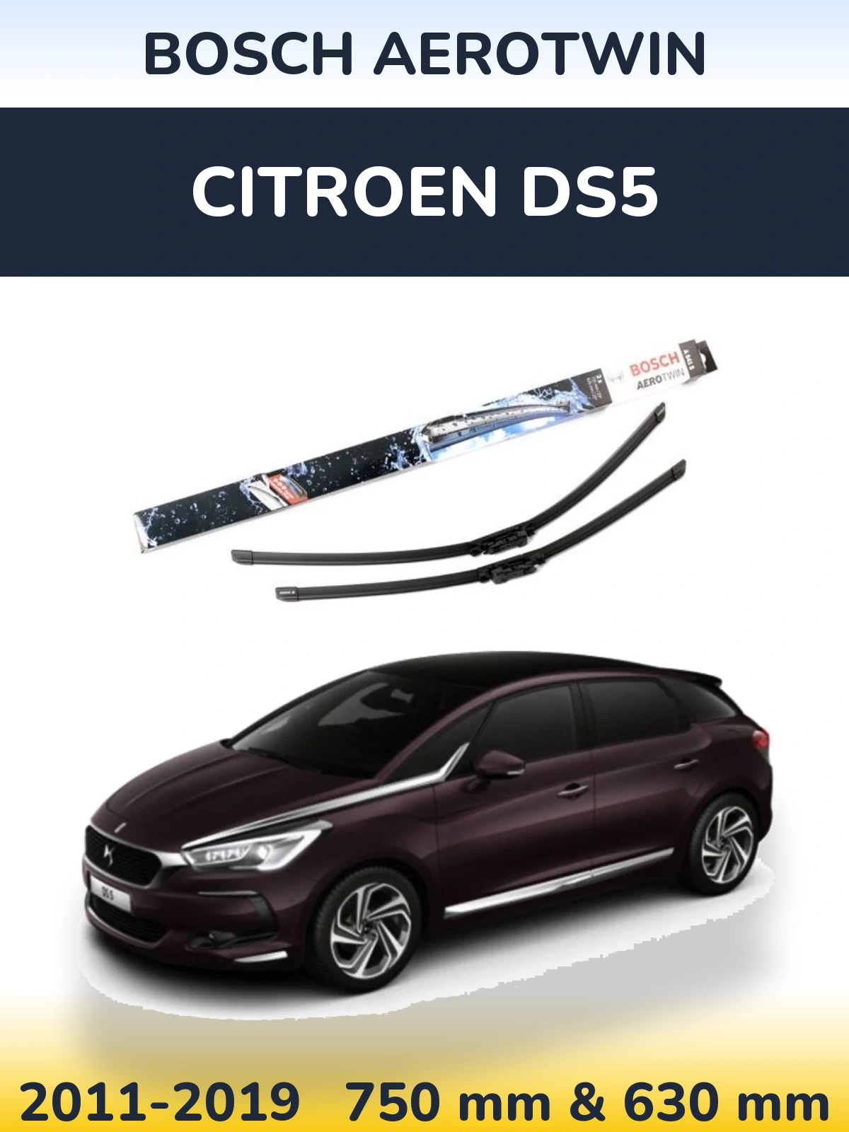 Комплект передніх щіток BOSCH AeroTwin 725 & 625 мм для Citroen DS5 2011-2019