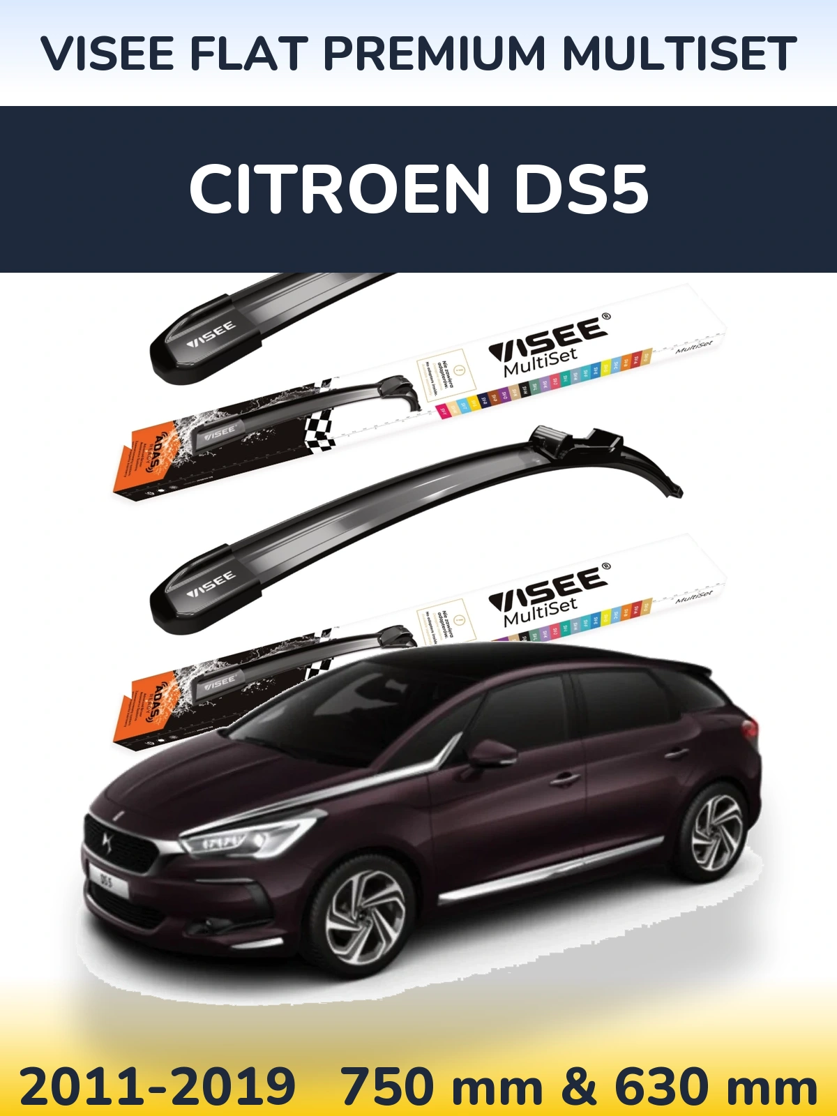 Torkarblad VISEE FLAT PREMIUM MultiSet för Citroen DS5