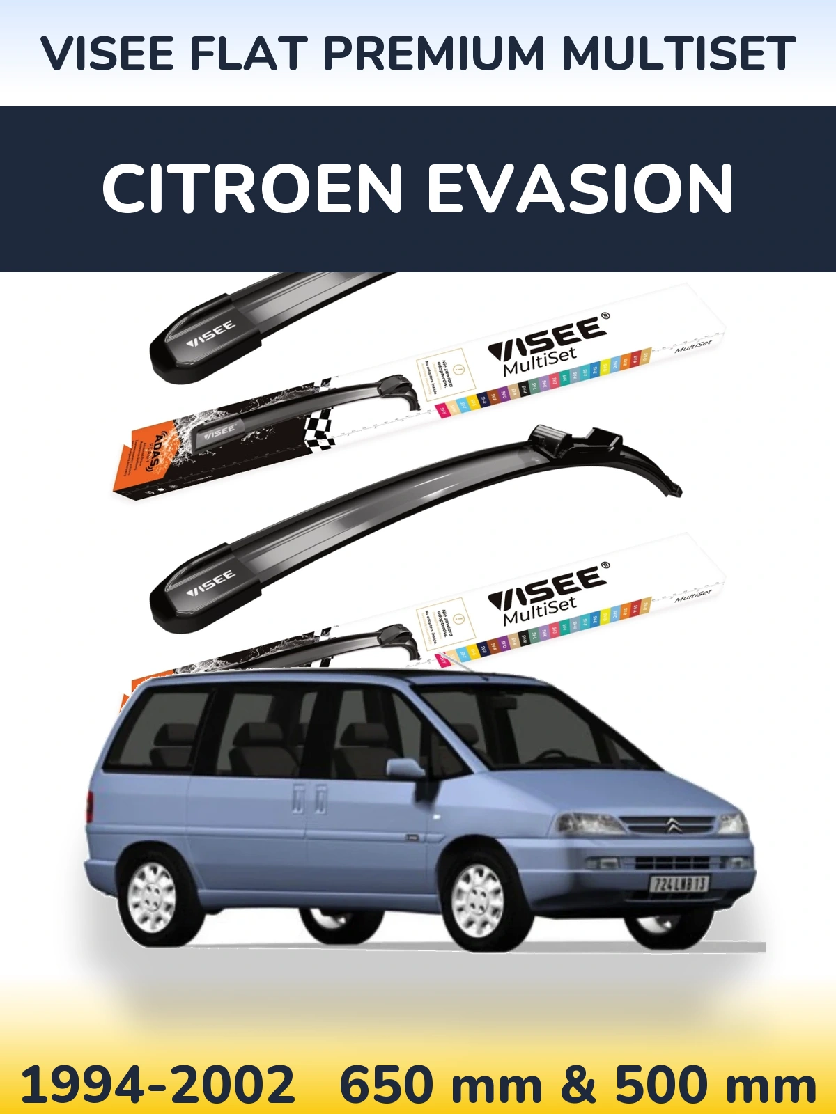 Torkarblad VISEE FLAT PREMIUM MultiSet för Citroen Evasion