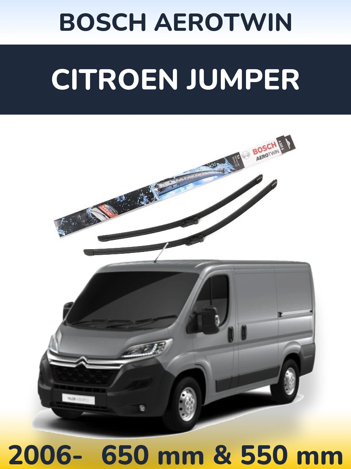 Комплект передніх щіток BOSCH AeroTwin 650 & 550 мм для Citroen Jumper 2006-2026