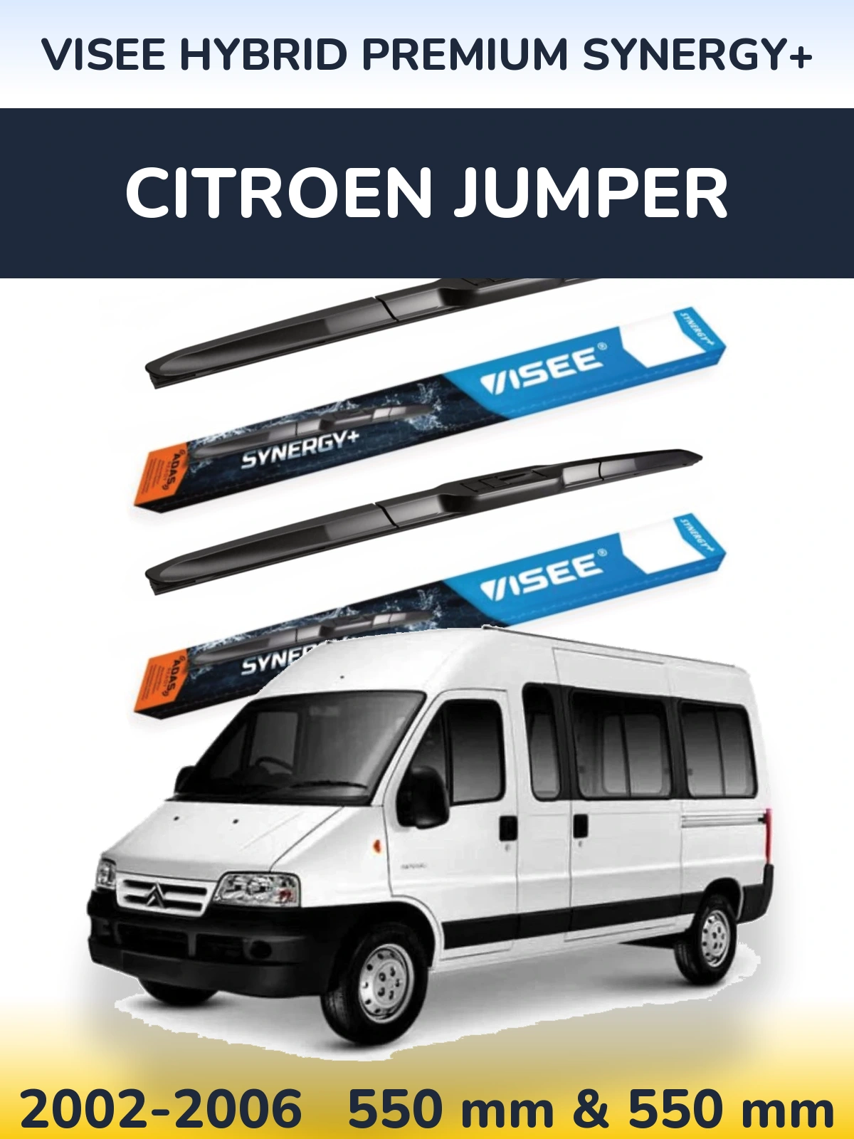 Комплект передних дворников VISEE HYBRID PREMIUM SYNERGY+ 550 & 550 мм для Citroen Jumper 2002-2006
