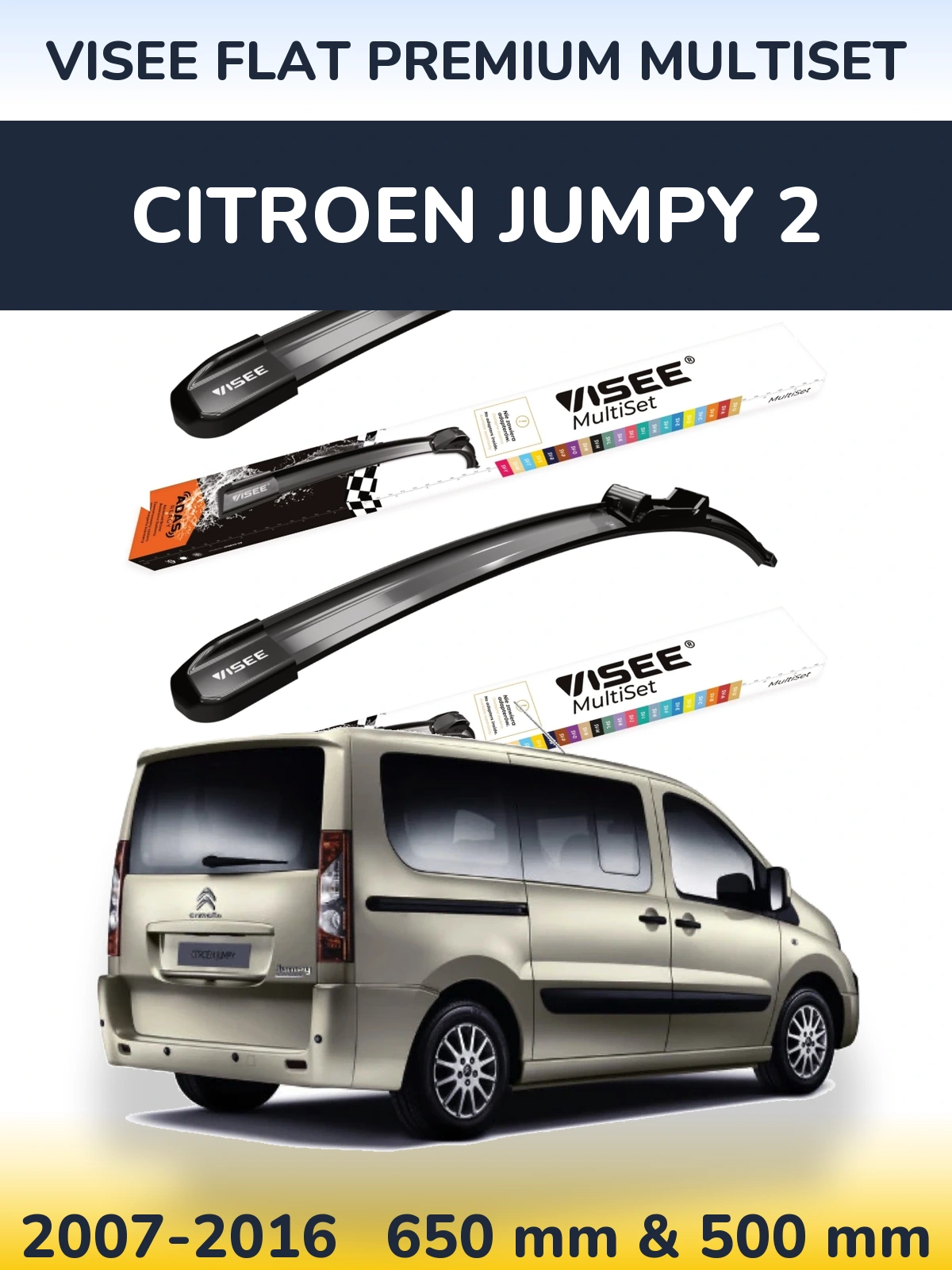 Torkarblad VISEE FLAT PREMIUM MultiSet för Citroen Jumpy 2