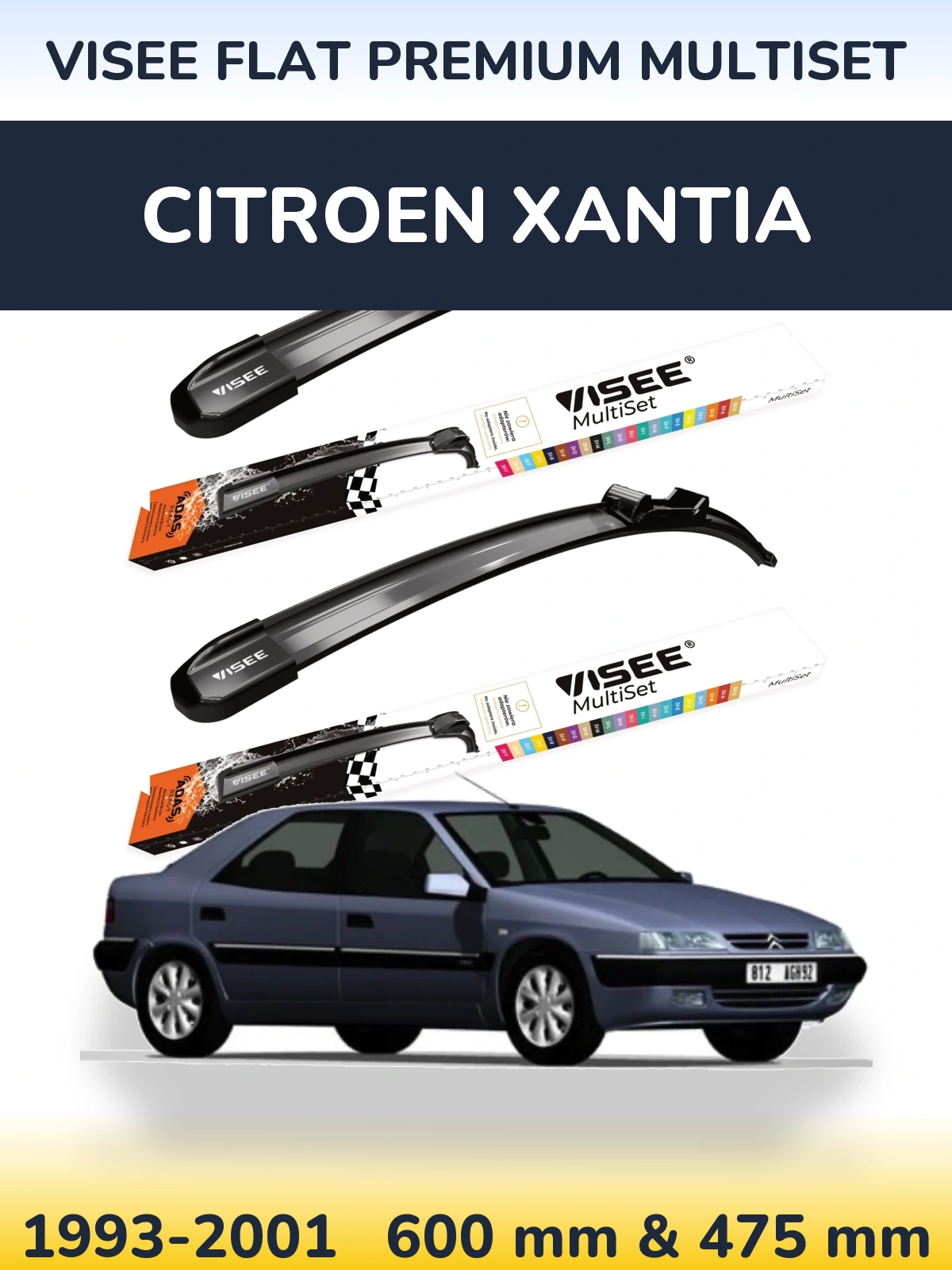 Torkarblad VISEE FLAT PREMIUM MultiSet för Citroen Xantia