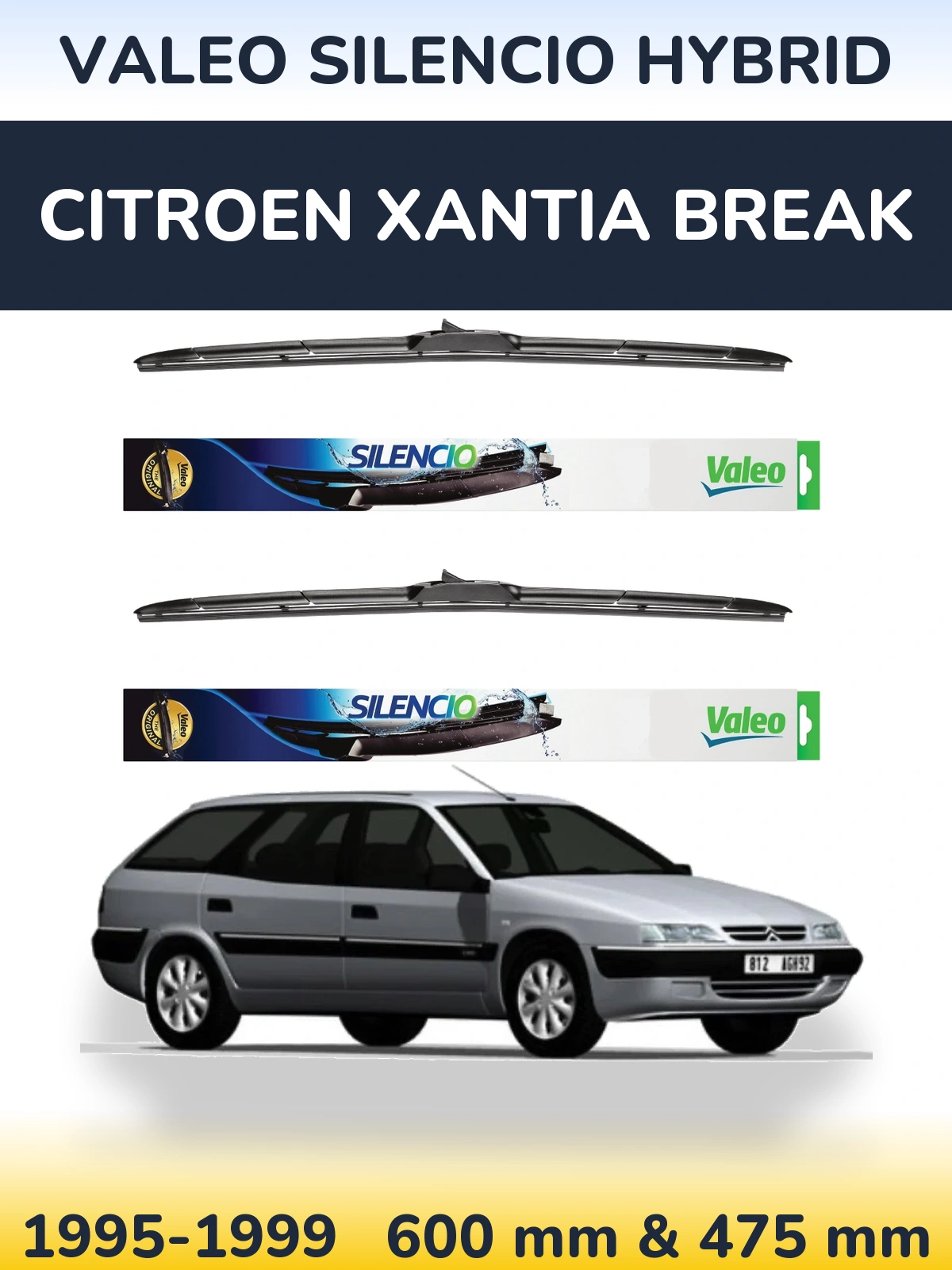 Torkarblad Valeo Silencio Hybrid för Citroen Xantia Break