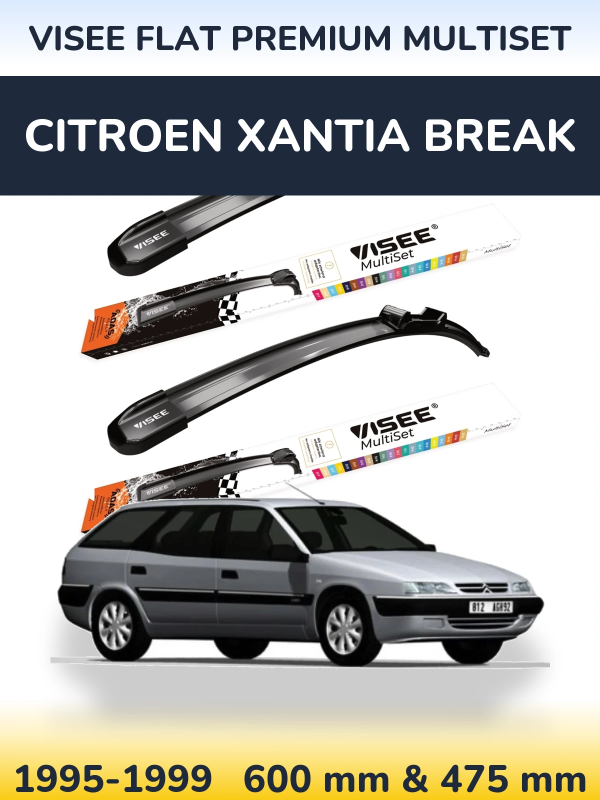Torkarblad VISEE FLAT PREMIUM MultiSet för Citroen Xantia Break