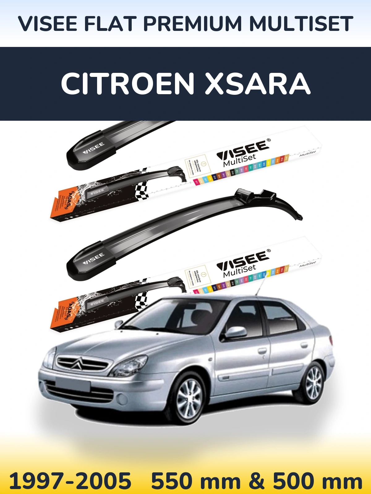 Torkarblad VISEE FLAT PREMIUM MultiSet för Citroen Xsara