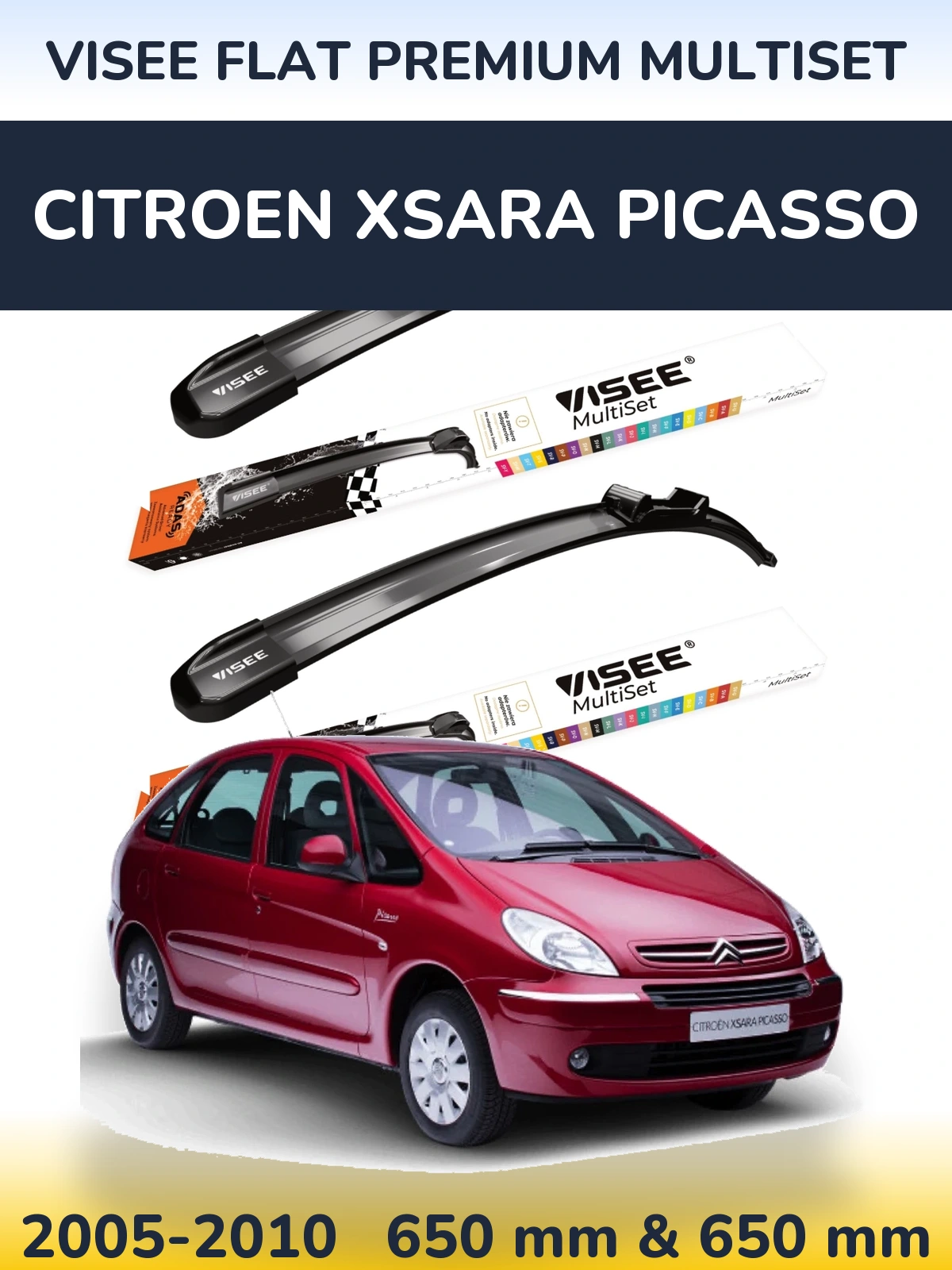 Torkarblad VISEE FLAT PREMIUM MultiSet för Citroen Xsara Picasso