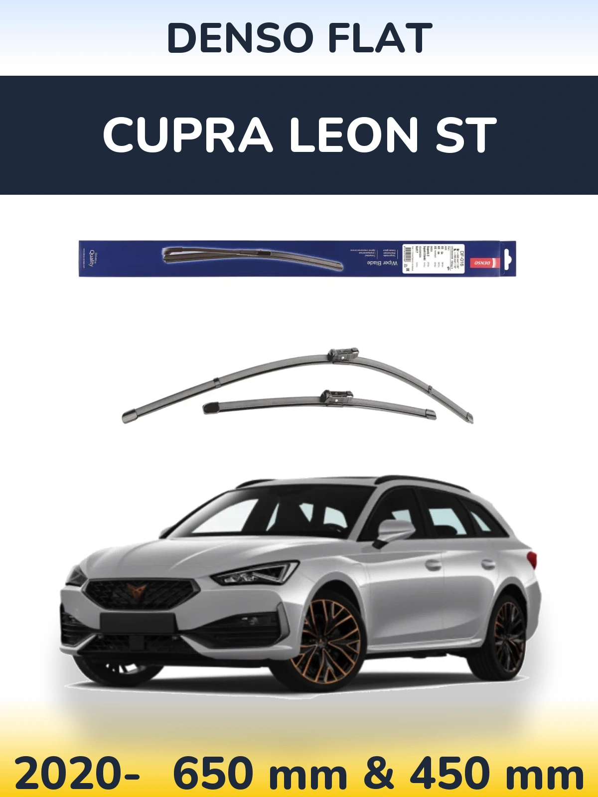 Комплект передніх щіток Denso Flat 650 & 450 мм для Cupra Leon ST 2020-2026