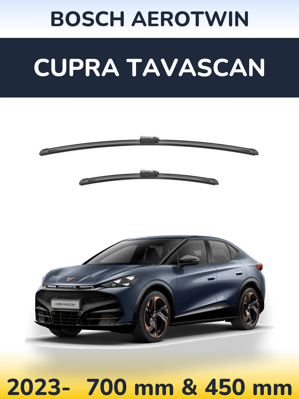 Комплект передних дворников BOSCH AeroTwin 700 & 450 мм для Cupra Tavascan 2023-2026
