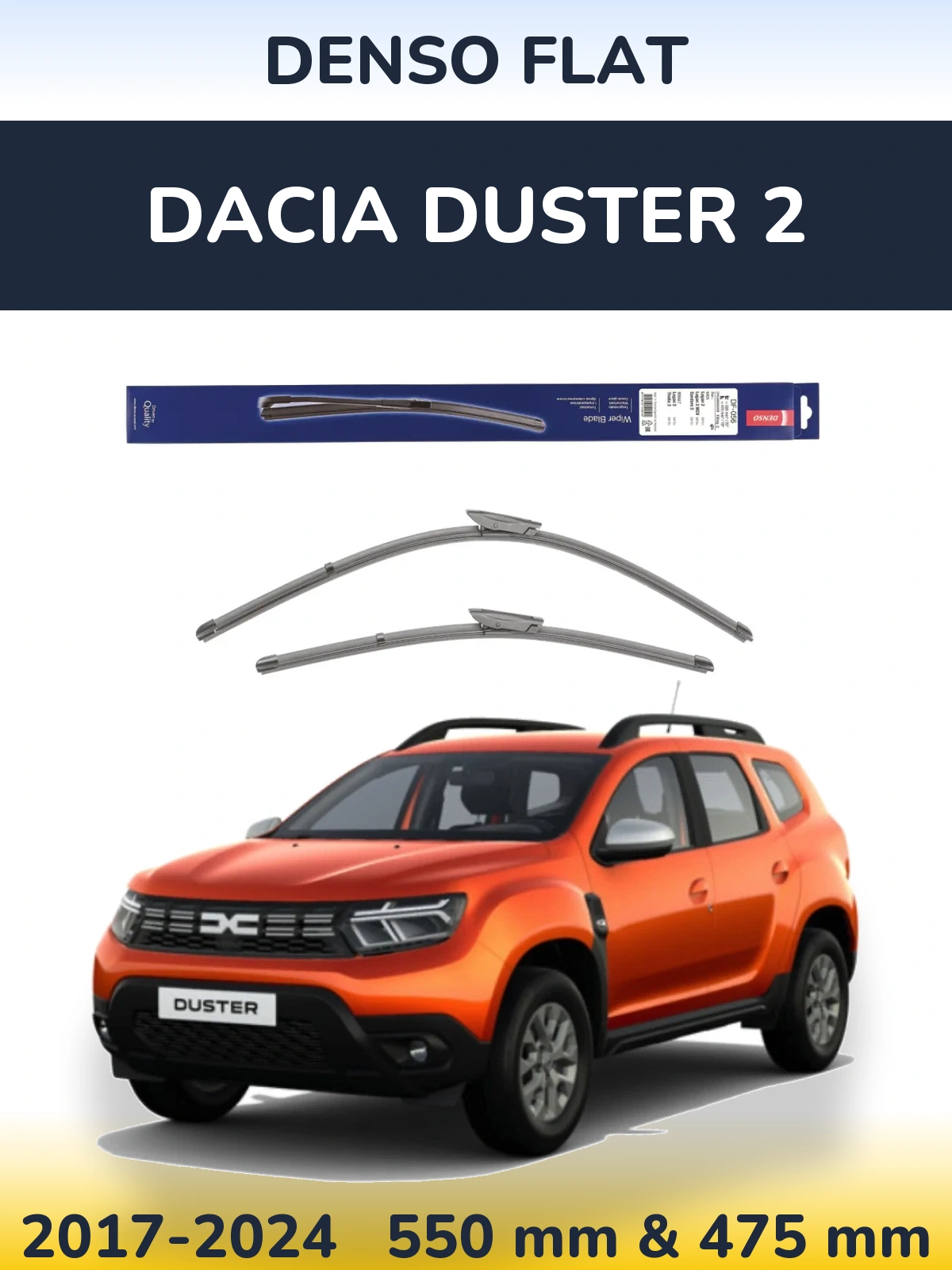 Комплект передніх щіток Denso Flat 550 & 475 мм для Dacia Duster 2 2017-2024