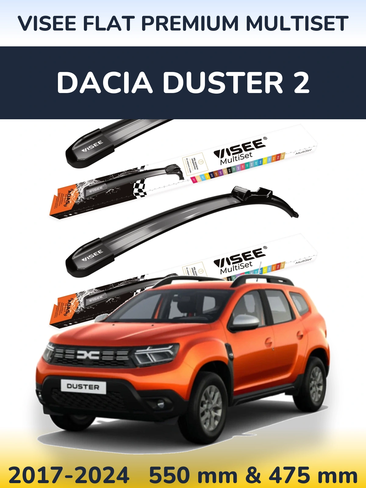 Torkarblad VISEE FLAT PREMIUM MultiSet för Dacia Duster 2
