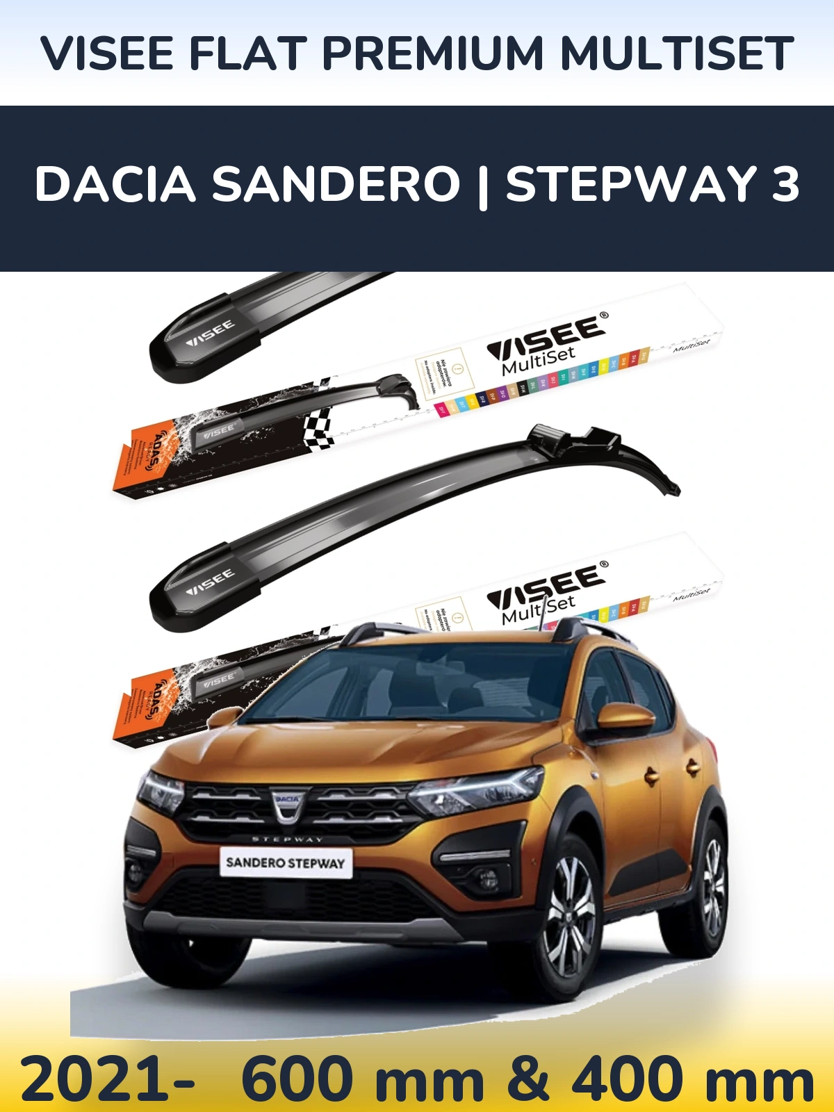 Torkarblad VISEE FLAT PREMIUM MultiSet för Dacia Sandero | Stepway 3