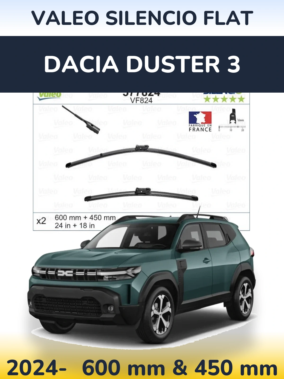 Torkarblad Valeo Silencio Flat för Dacia Duster 3