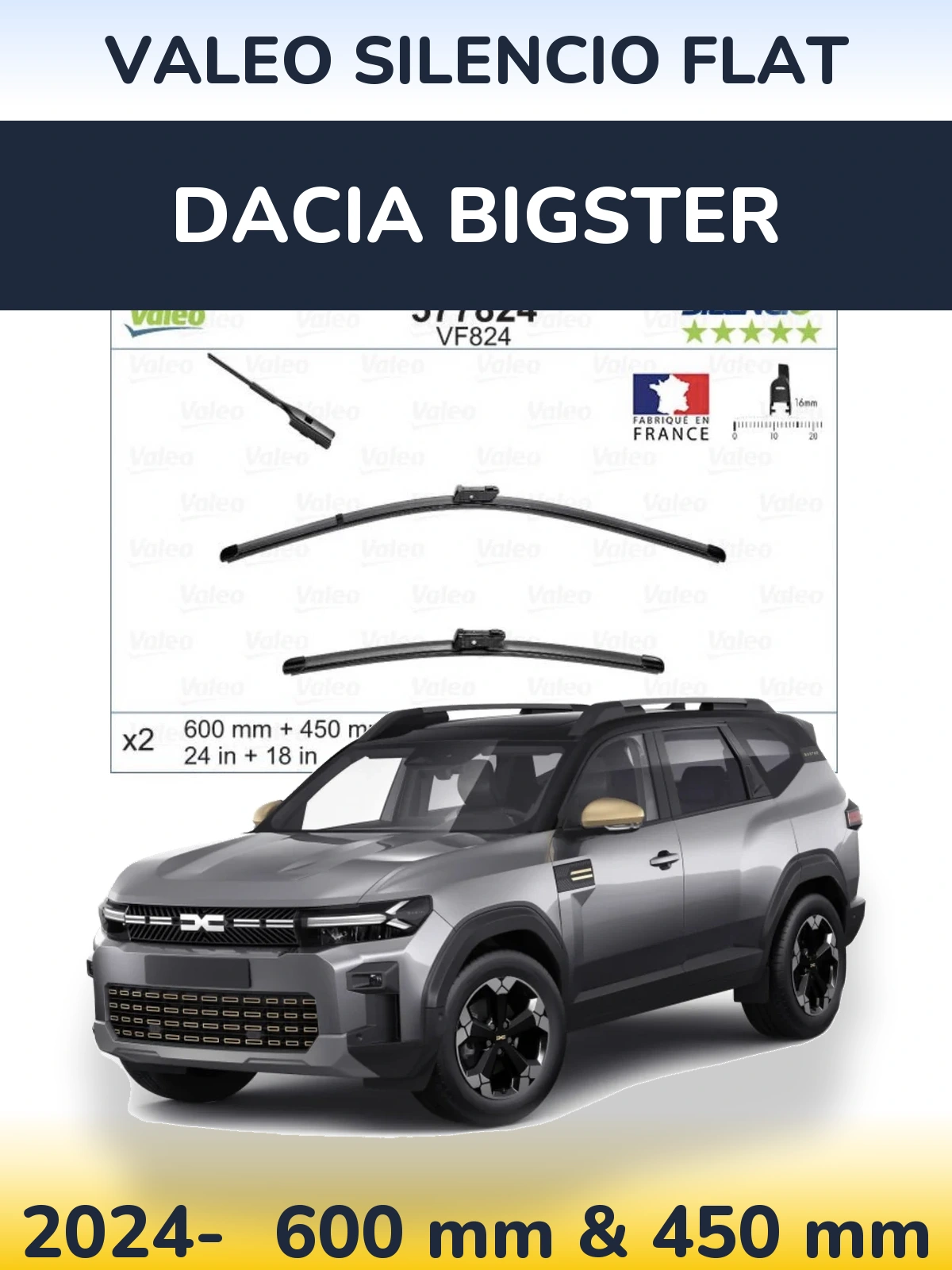 Torkarblad Valeo Silencio Flat för Dacia Bigster