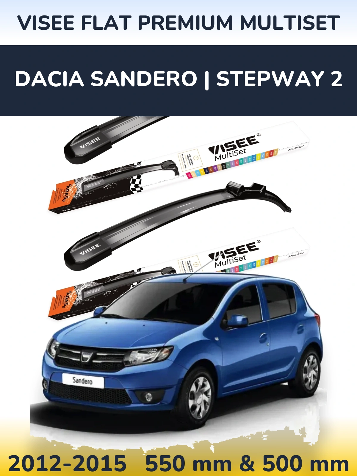 Torkarblad VISEE FLAT PREMIUM MultiSet för Dacia Sandero | Stepway 2