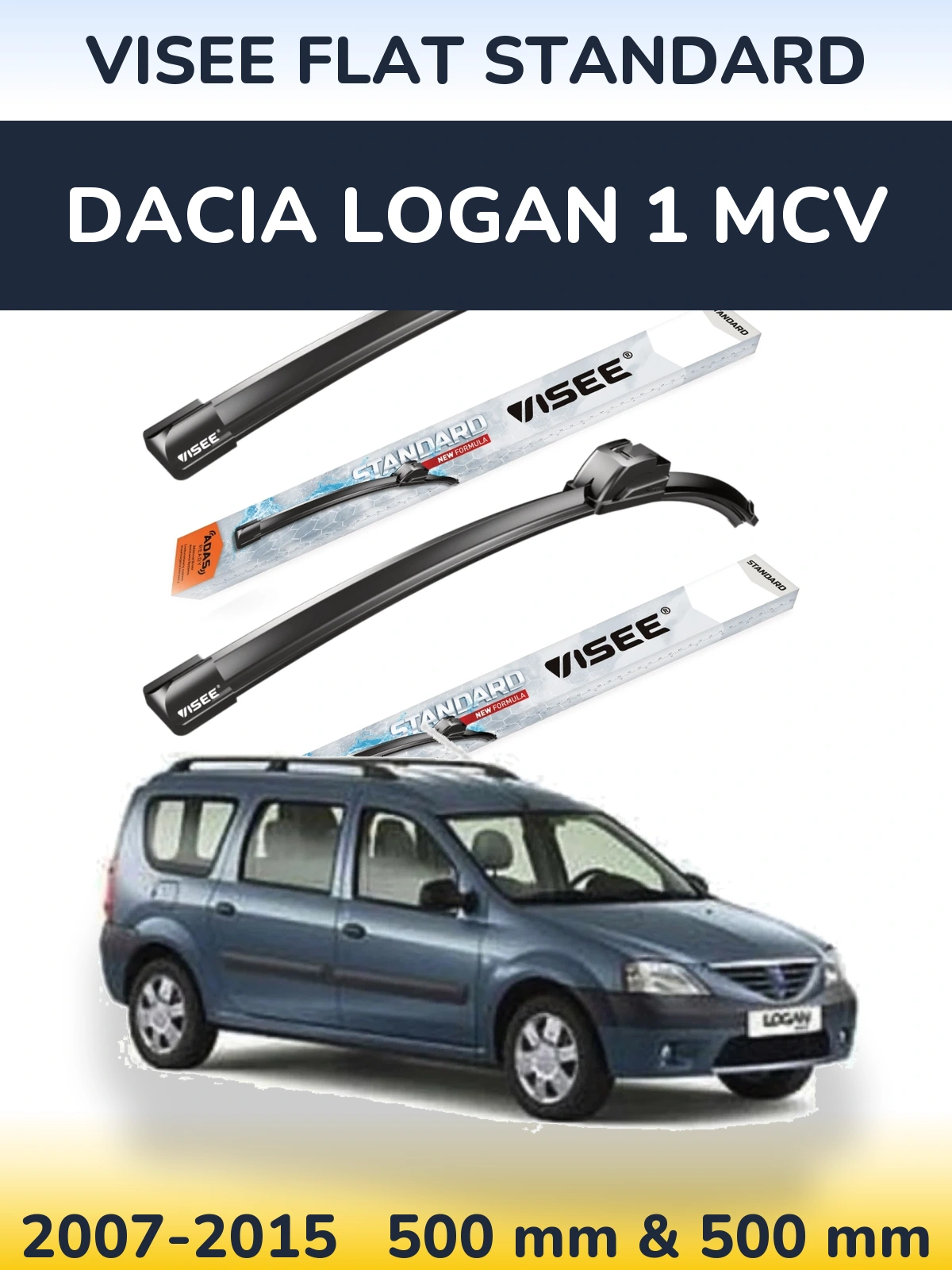 Torkarblad VISEE FLAT STANDARD för Dacia Logan 1 MCV