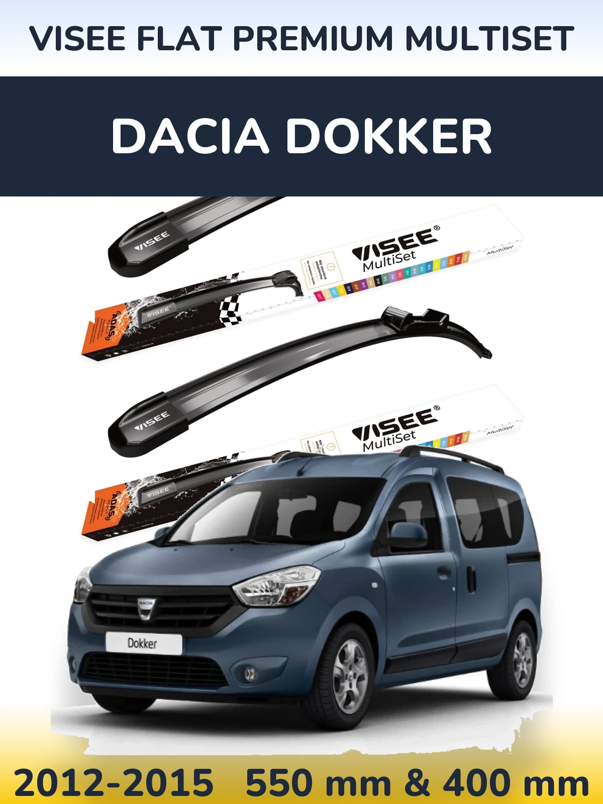 Torkarblad VISEE FLAT PREMIUM MultiSet för Dacia Dokker