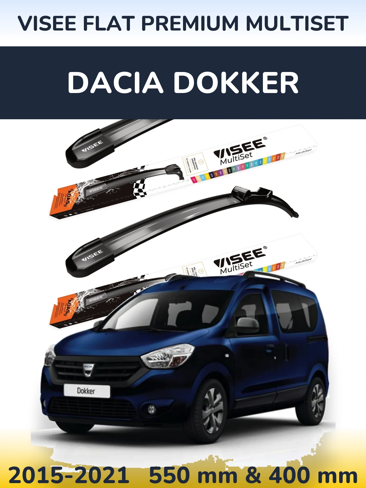 Torkarblad VISEE FLAT PREMIUM MultiSet för Dacia Dokker