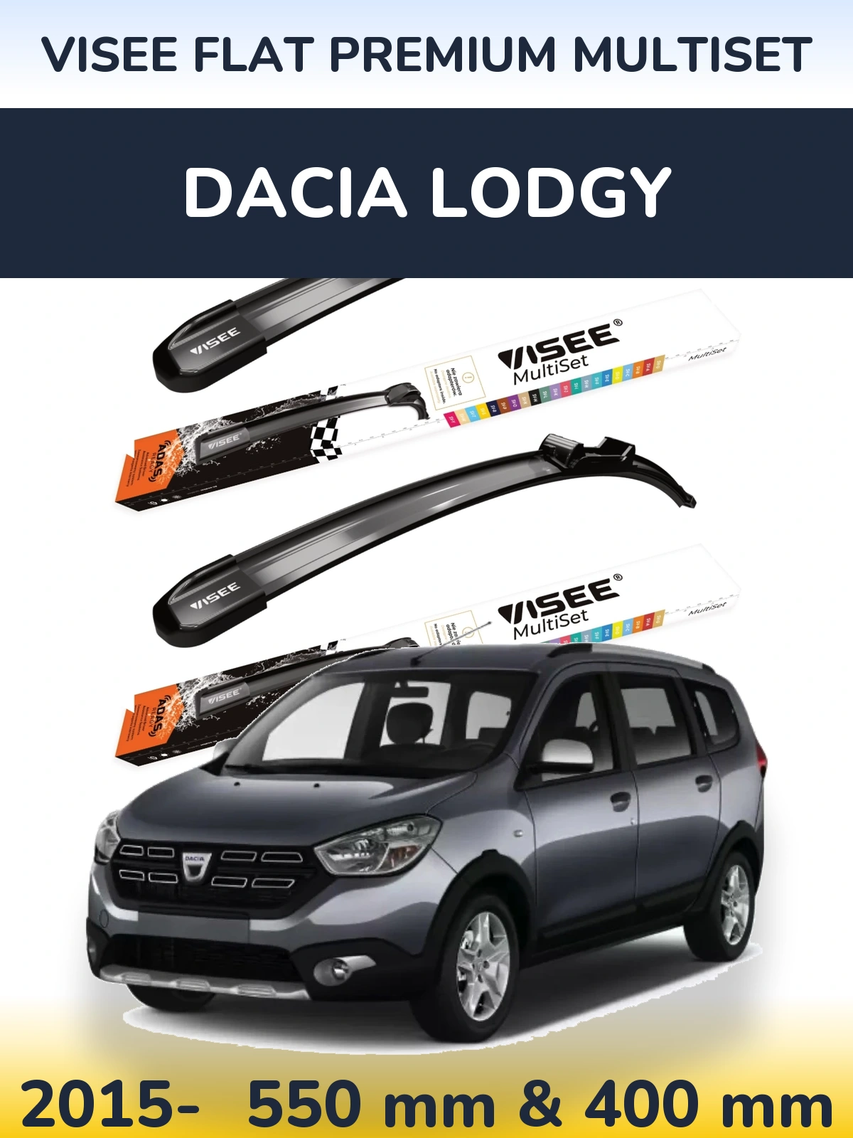 Torkarblad VISEE FLAT PREMIUM MultiSet för Dacia Lodgy