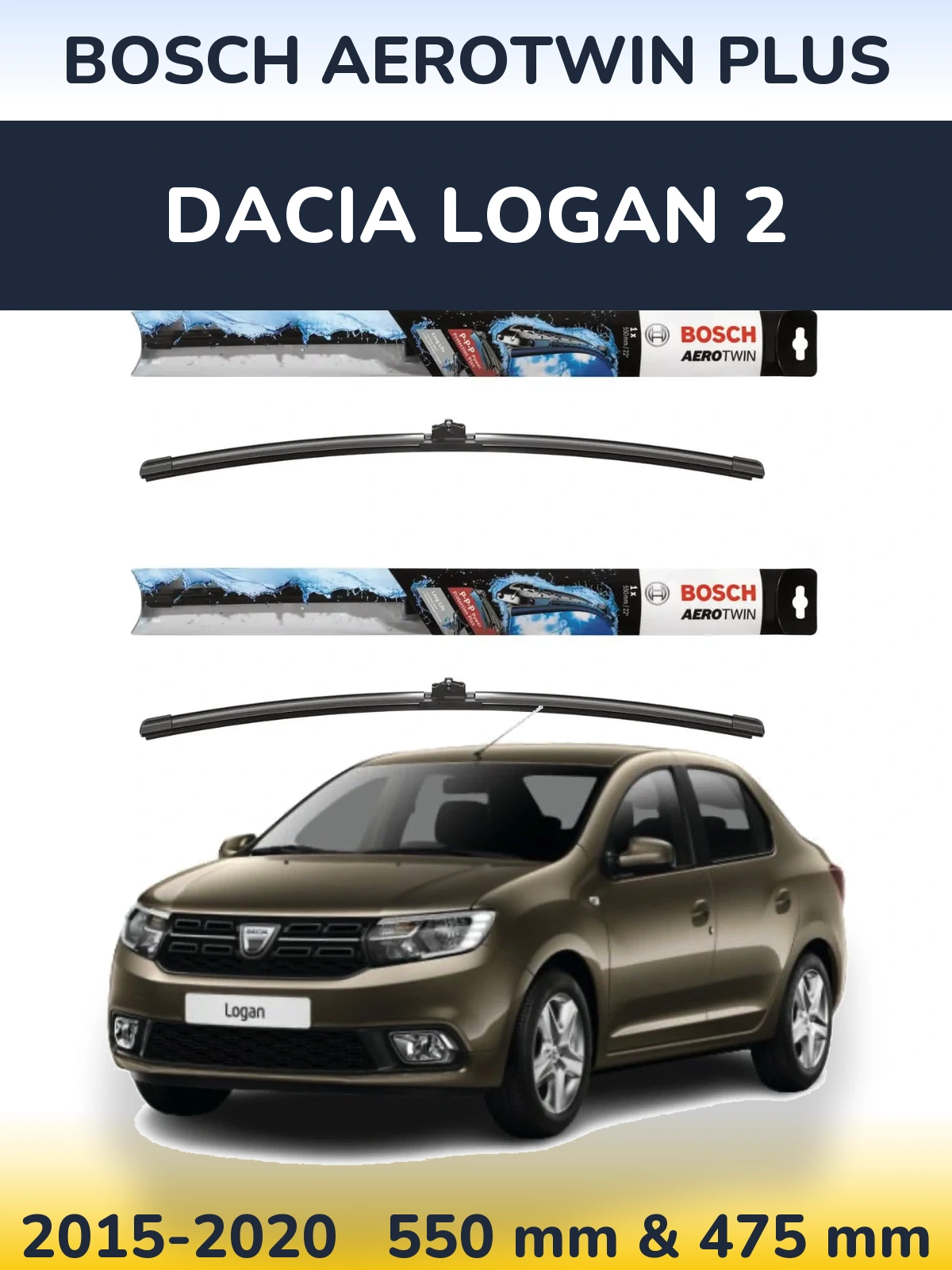 Torkarblad BOSCH AeroTwin Plus för Dacia Logan 2