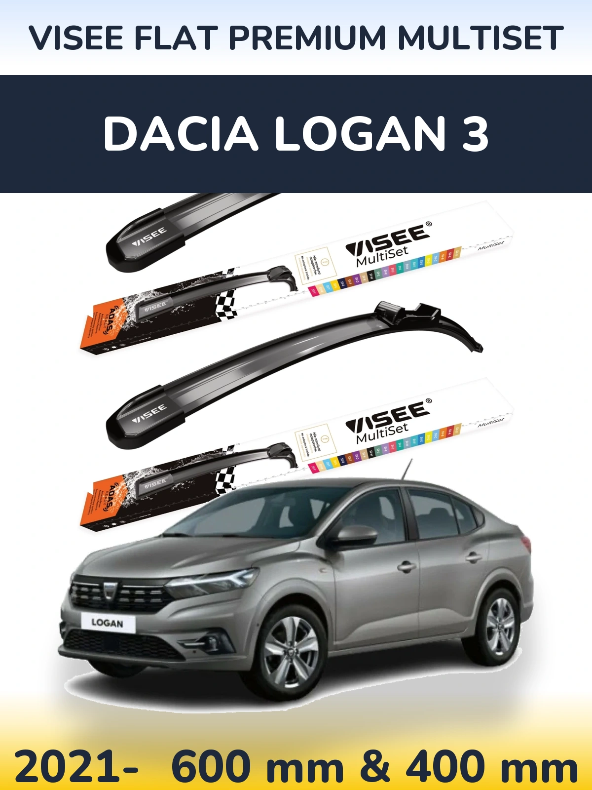 Torkarblad VISEE FLAT PREMIUM MultiSet för Dacia Logan 3