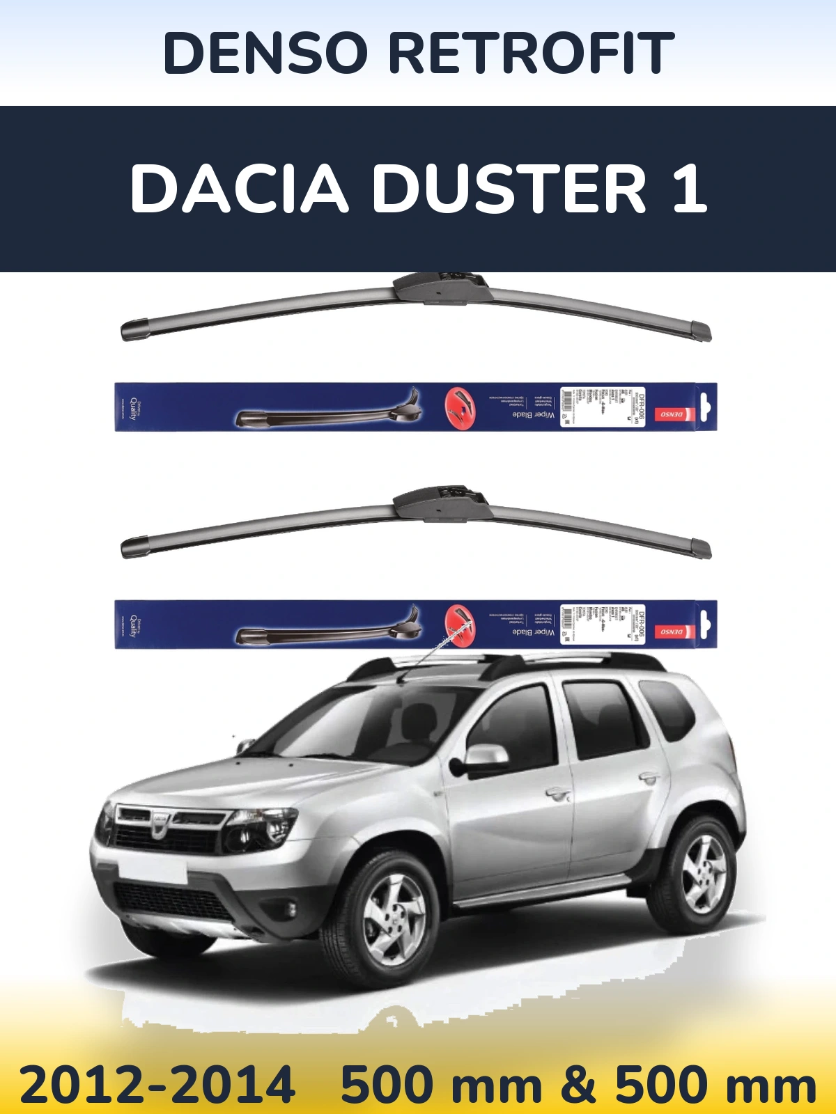 Комплект передних дворников Denso Retrofit 500 & 500 мм для Dacia Duster 1 2012-2014