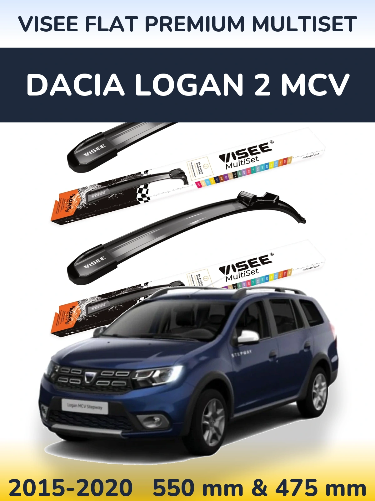 Torkarblad VISEE FLAT PREMIUM MultiSet för Dacia Logan 2 MCV