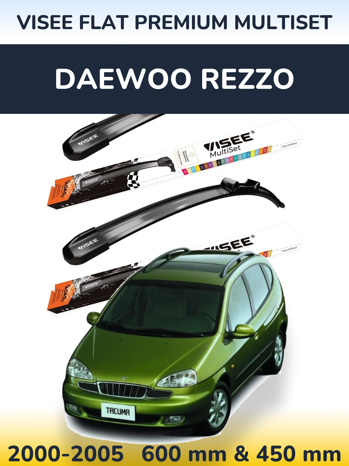 Комплект передних дворников VISEE FLAT PREMIUM MultiSet 600 & 450 мм для Daewoo Rezzo 2000-2005