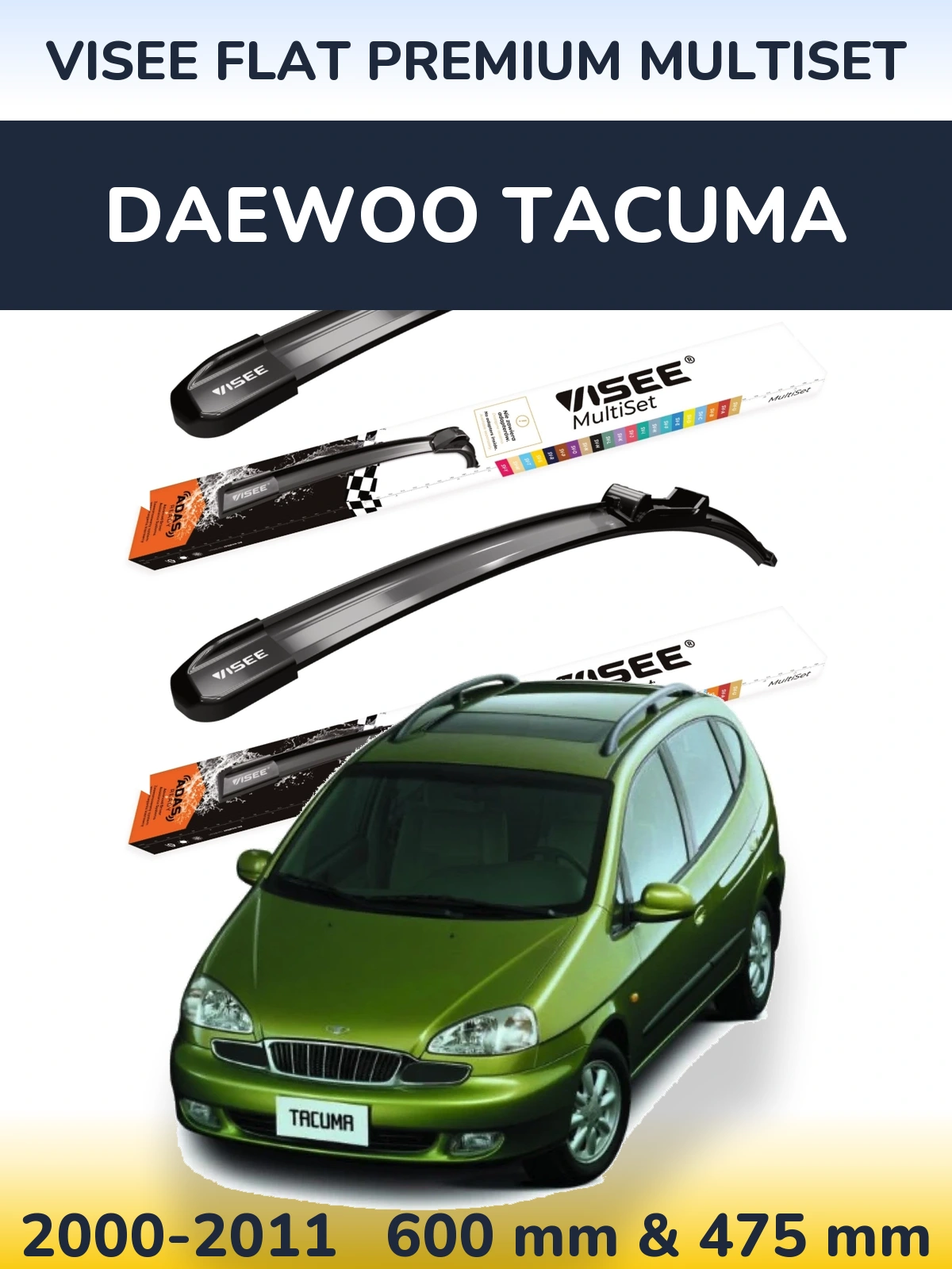Torkarblad VISEE FLAT PREMIUM MultiSet för Daewoo Tacuma