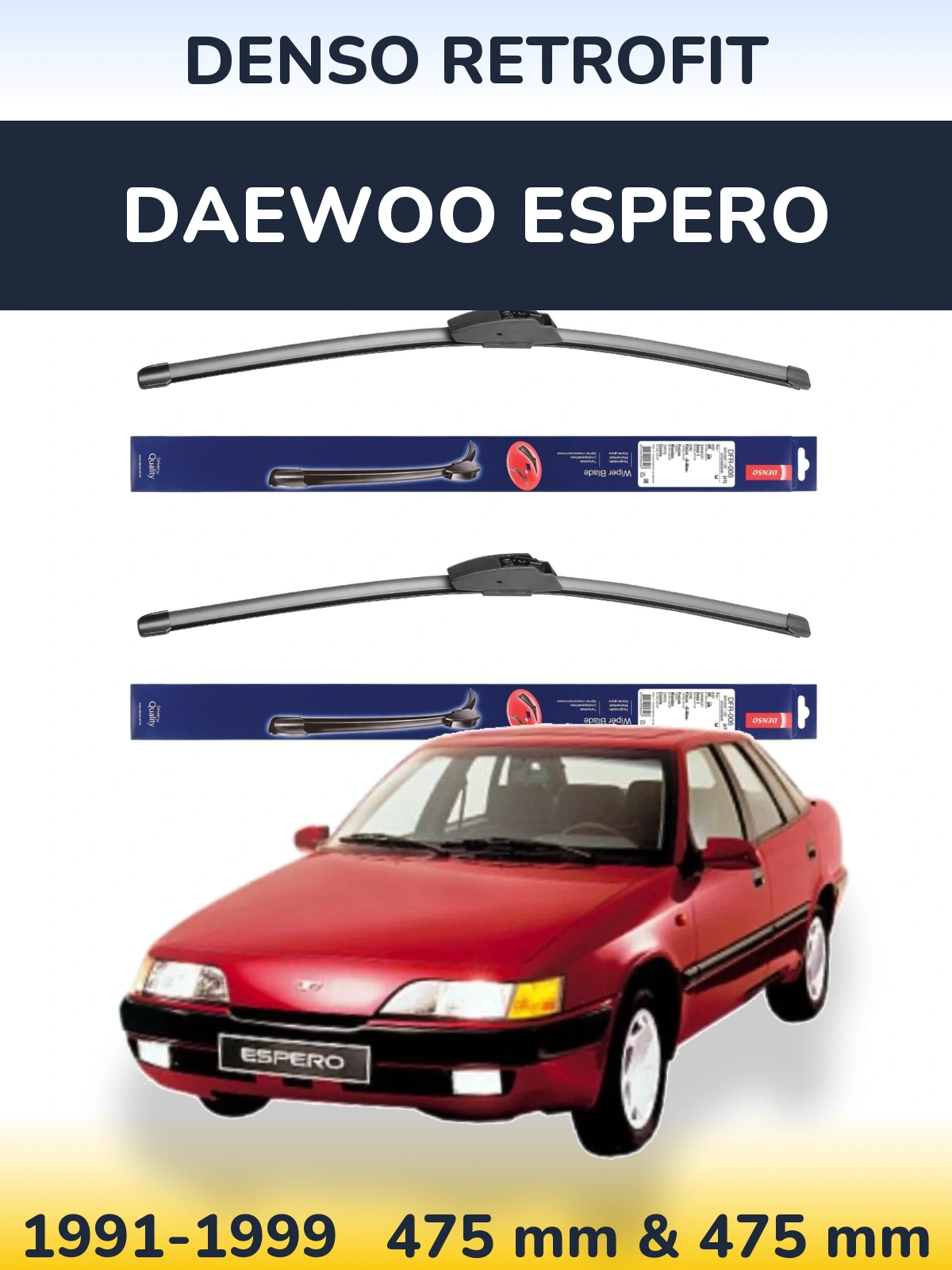 Комплект передних дворников Denso Retrofit 475 & 475 мм для Daewoo Espero 1991-1999