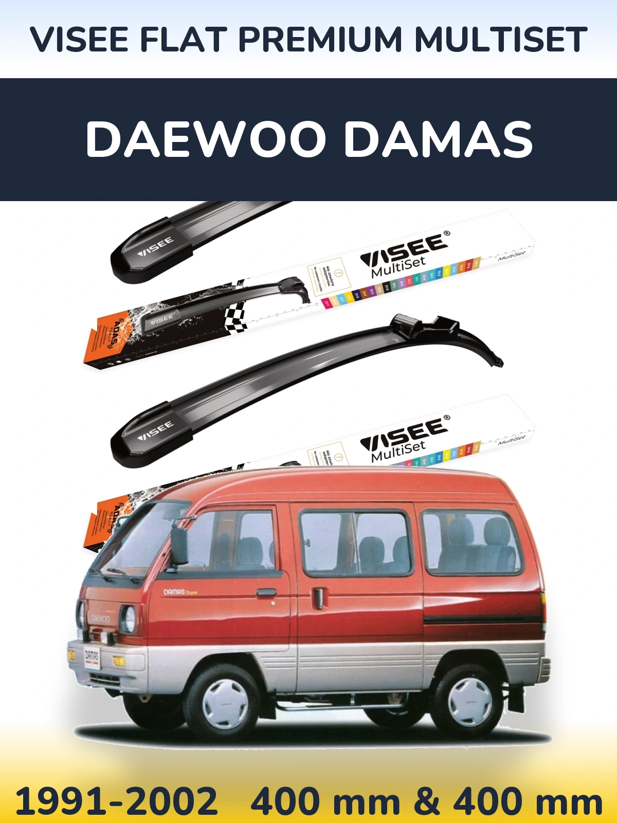 Torkarblad VISEE FLAT PREMIUM MultiSet för Daewoo Damas