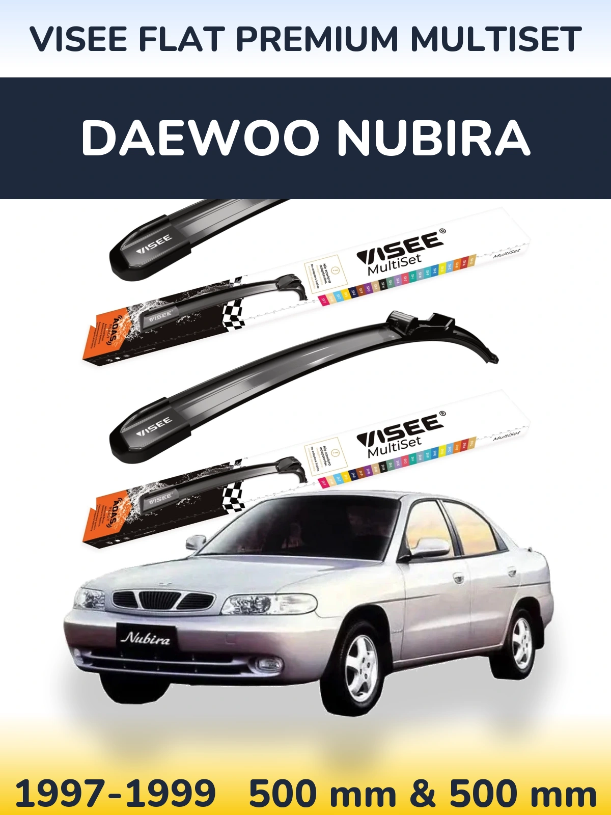Torkarblad VISEE FLAT PREMIUM MultiSet för Daewoo Nubira