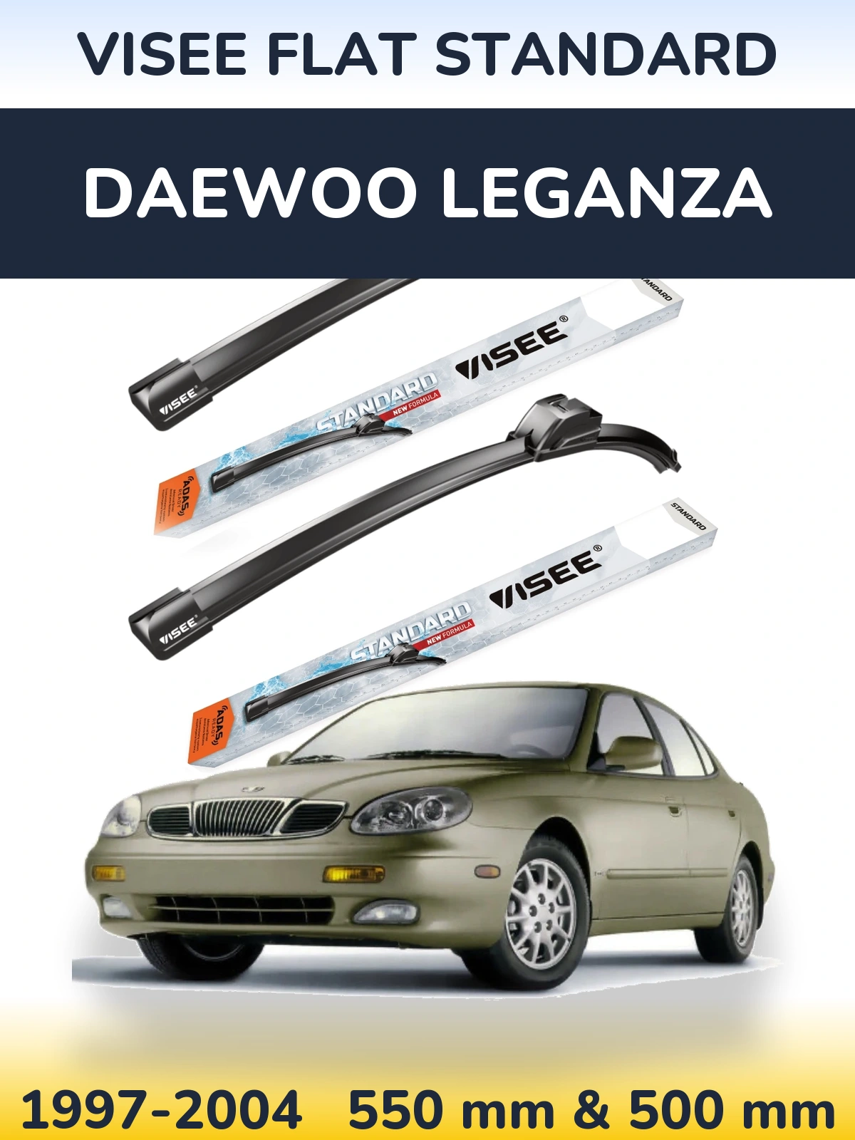 Комплект передніх щіток VISEE FLAT STANDARD 550 & 500 мм для Daewoo Leganza 1997-2004