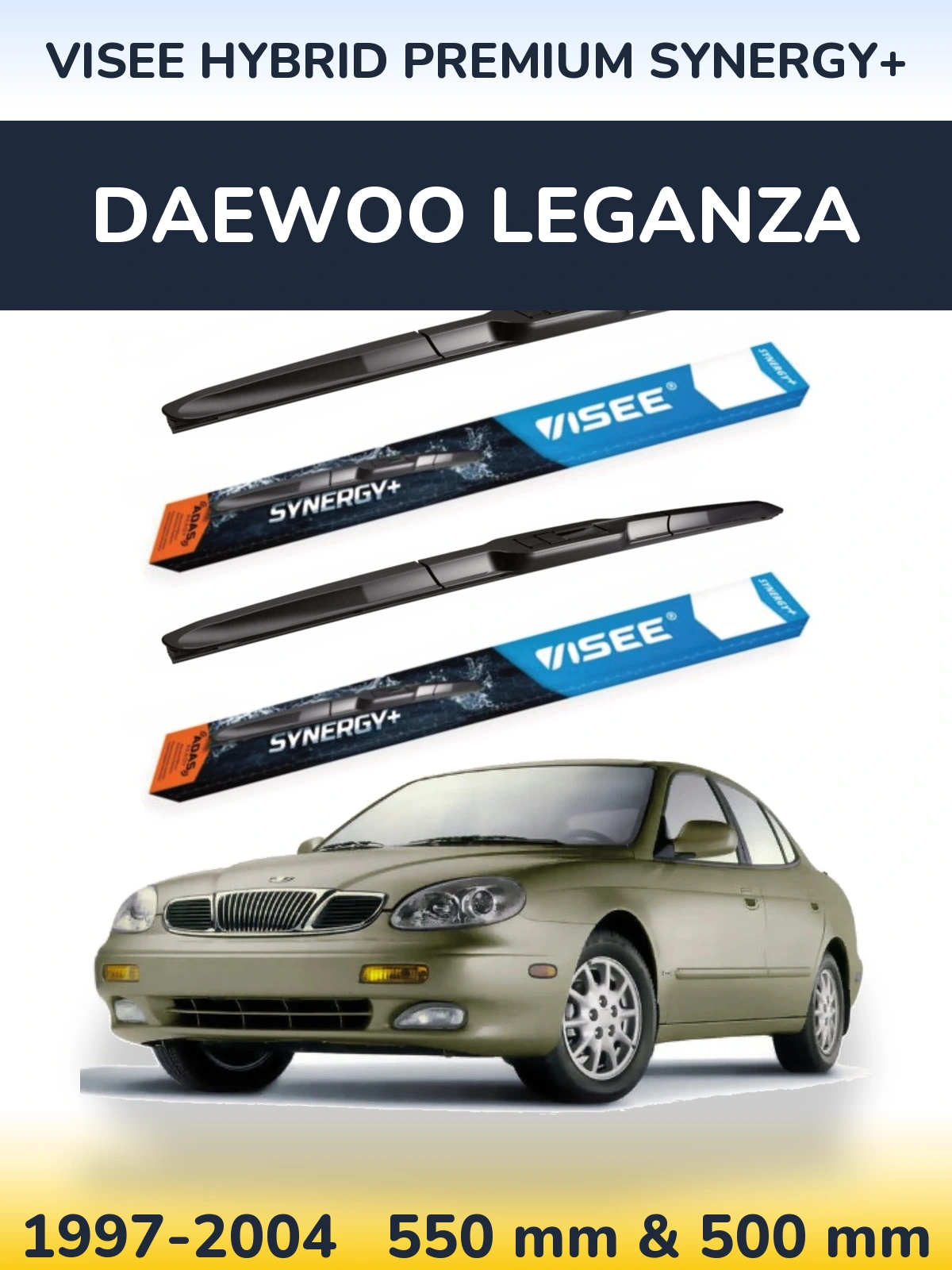Комплект передніх щіток VISEE HYBRID PREMIUM SYNERGY+ 550 & 500 мм для Daewoo Leganza 1997-2004