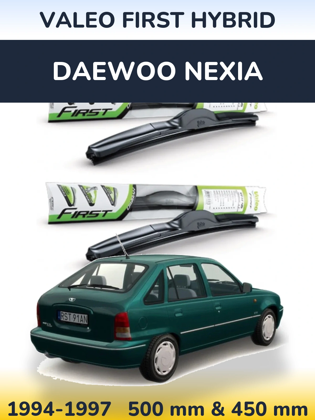 Комплект передних дворников Valeo First Hybrid 500 & 450 мм для Daewoo Nexia 1994-1997