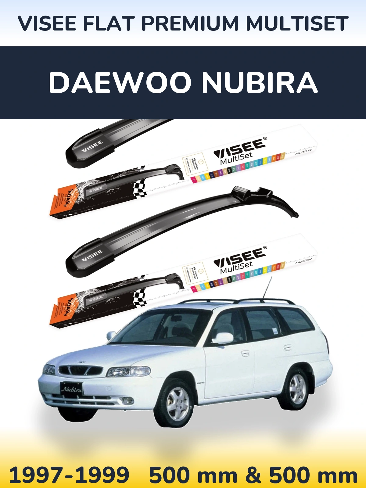 Torkarblad VISEE FLAT PREMIUM MultiSet för Daewoo Nubira