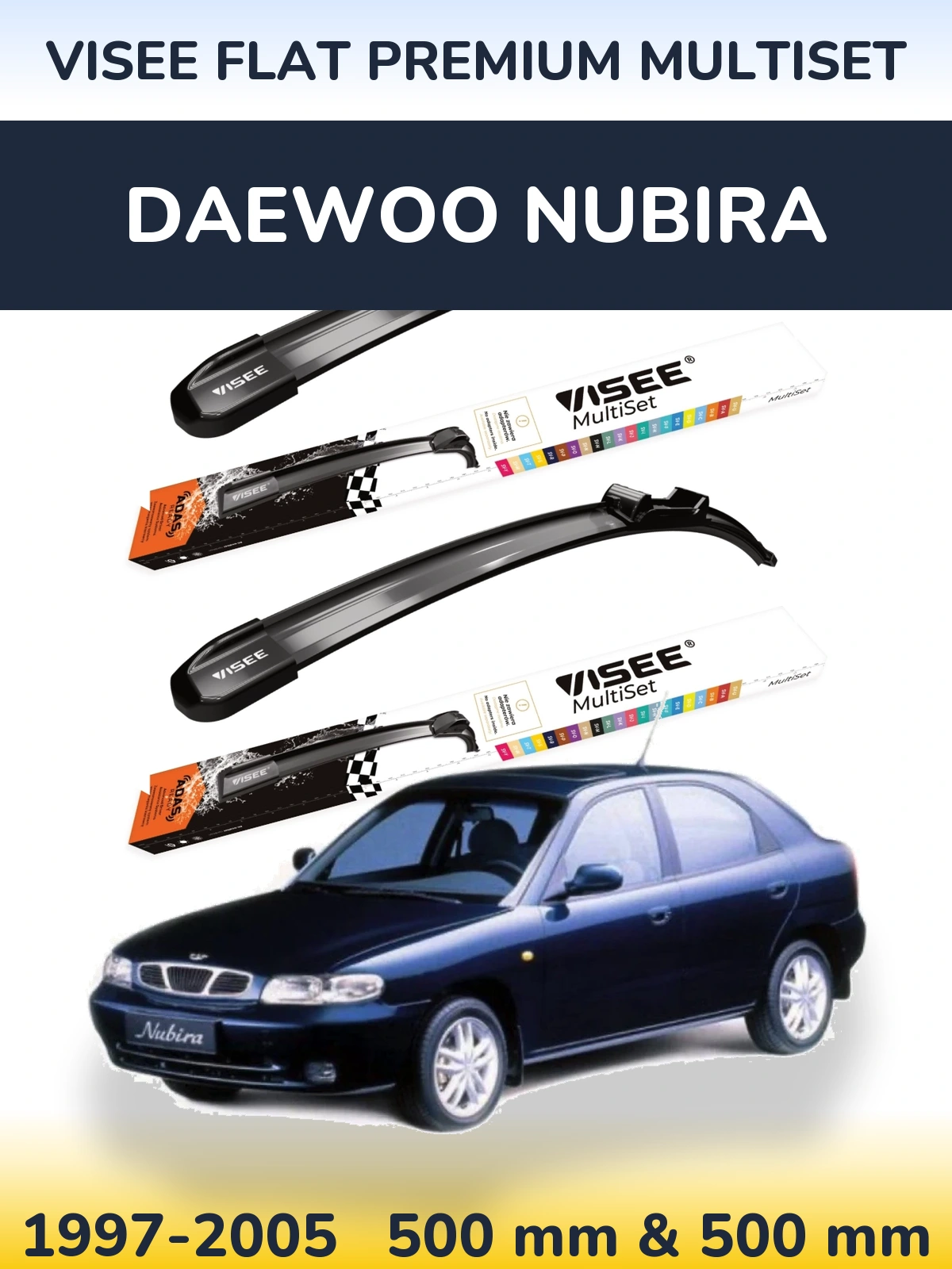 Torkarblad VISEE FLAT PREMIUM MultiSet för Daewoo Nubira