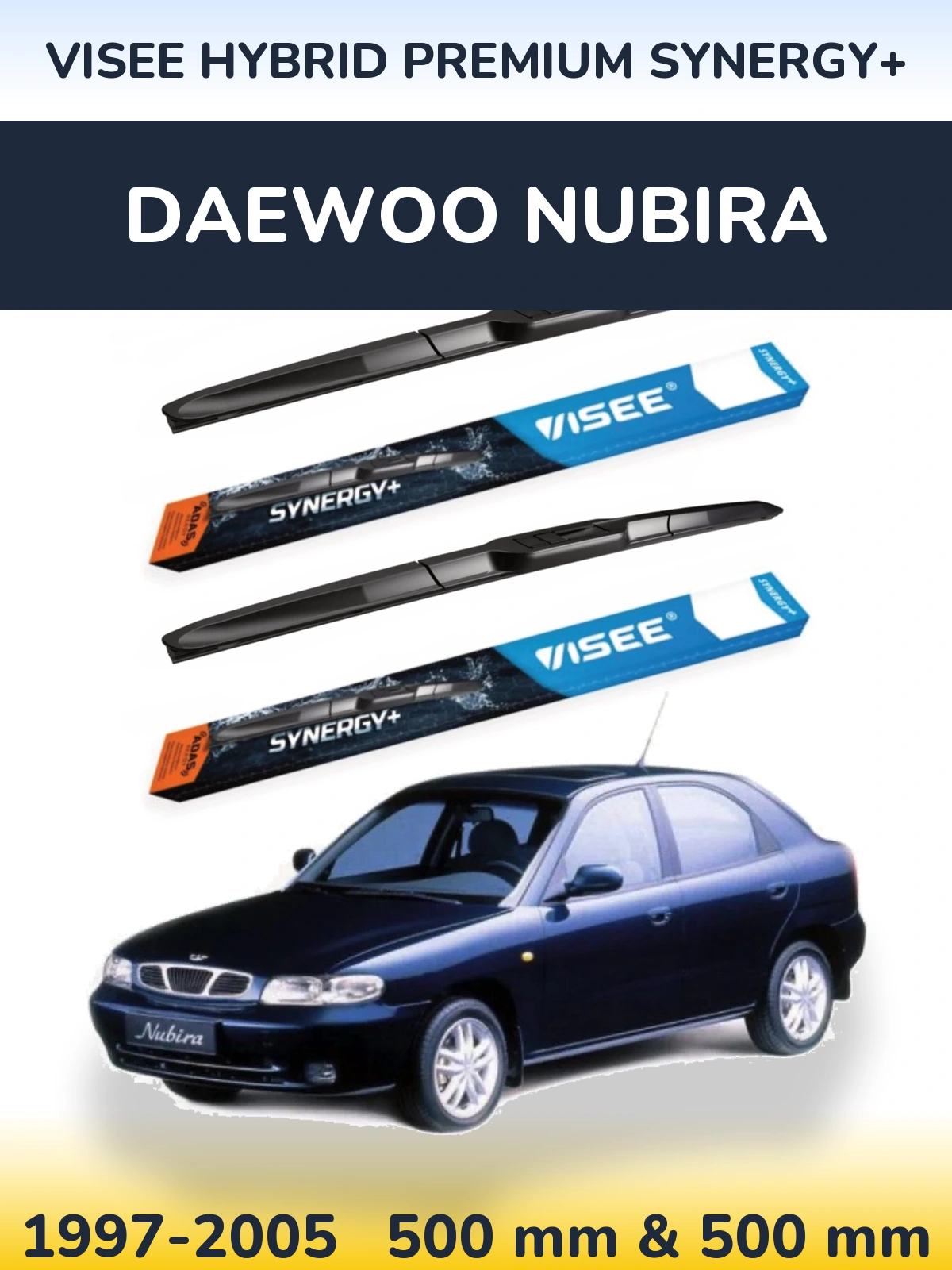 Комплект передних дворников VISEE HYBRID PREMIUM SYNERGY+ 500 & 500 мм для Daewoo Nubira 1997-2005