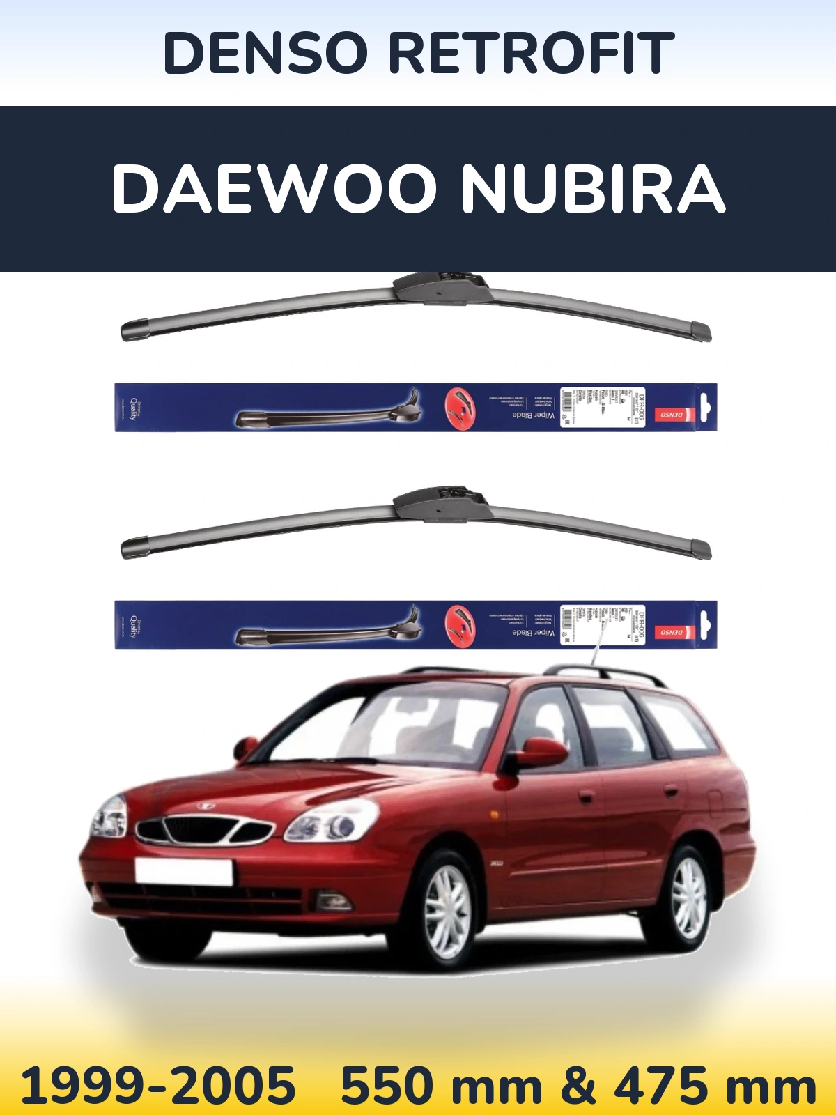Комплект передних дворников Denso Retrofit 550 & 475 мм для Daewoo Nubira 1999-2005