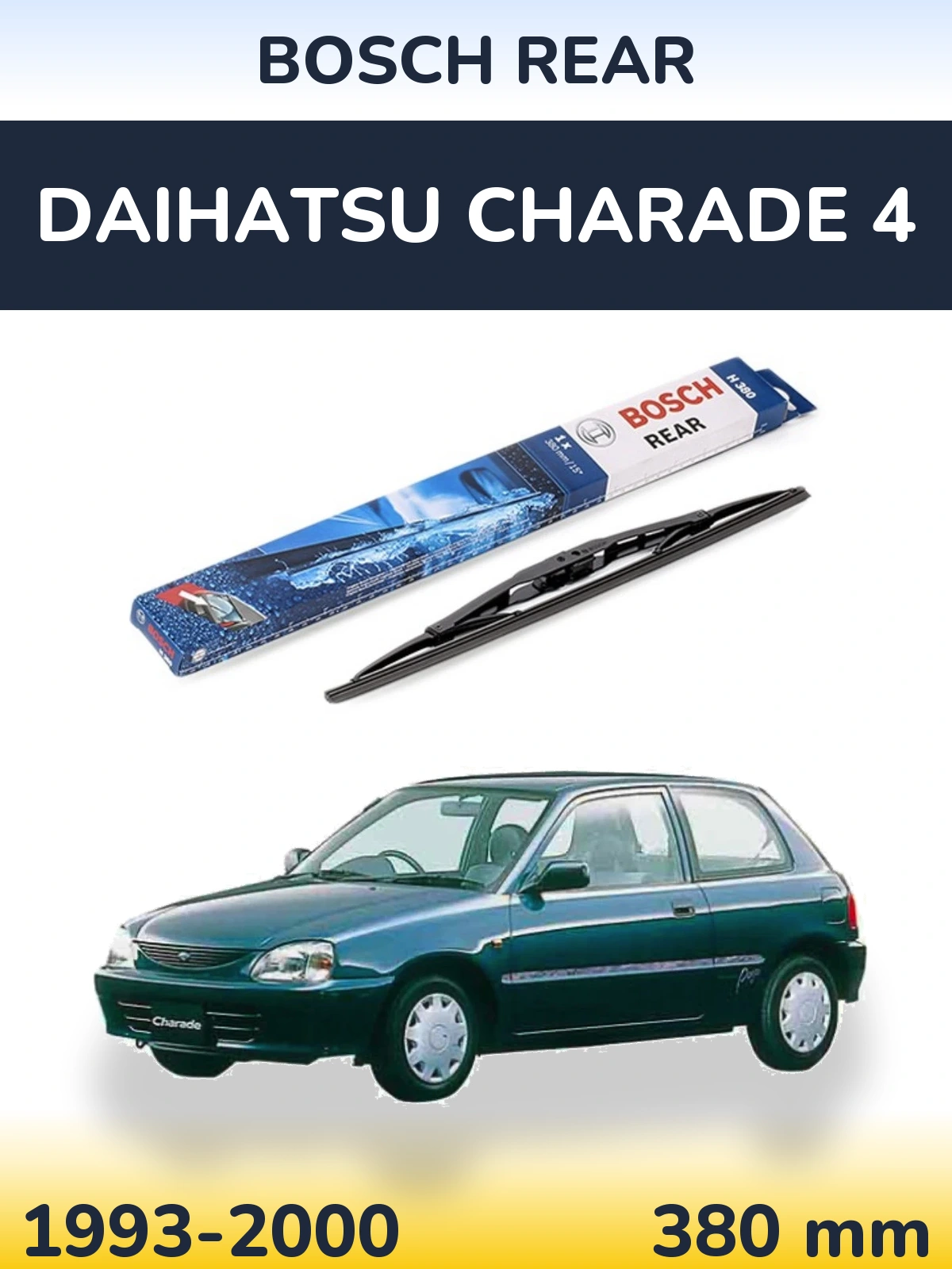 Rear wiper blade BOSCH Rear 380 mm for Daihatsu Charade 4 1993-2000