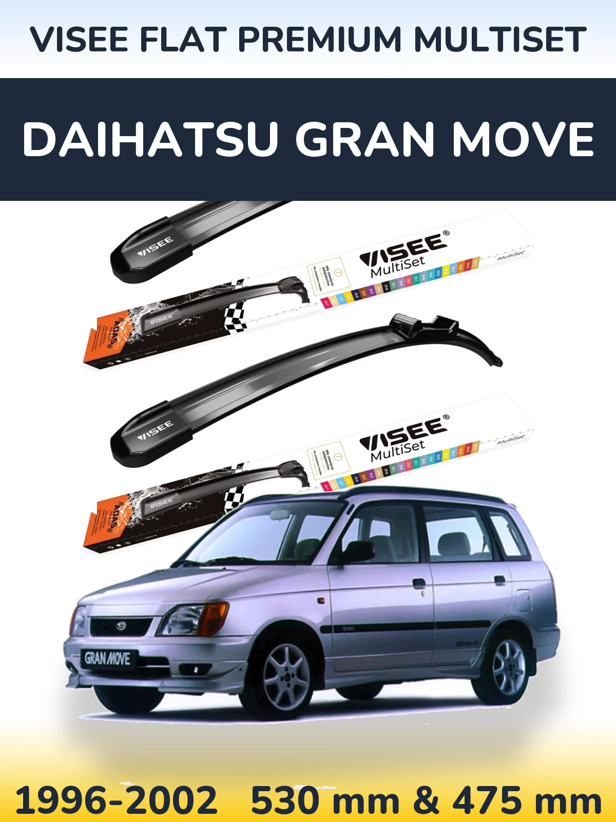 Torkarblad VISEE FLAT PREMIUM MultiSet för Daihatsu Gran Move